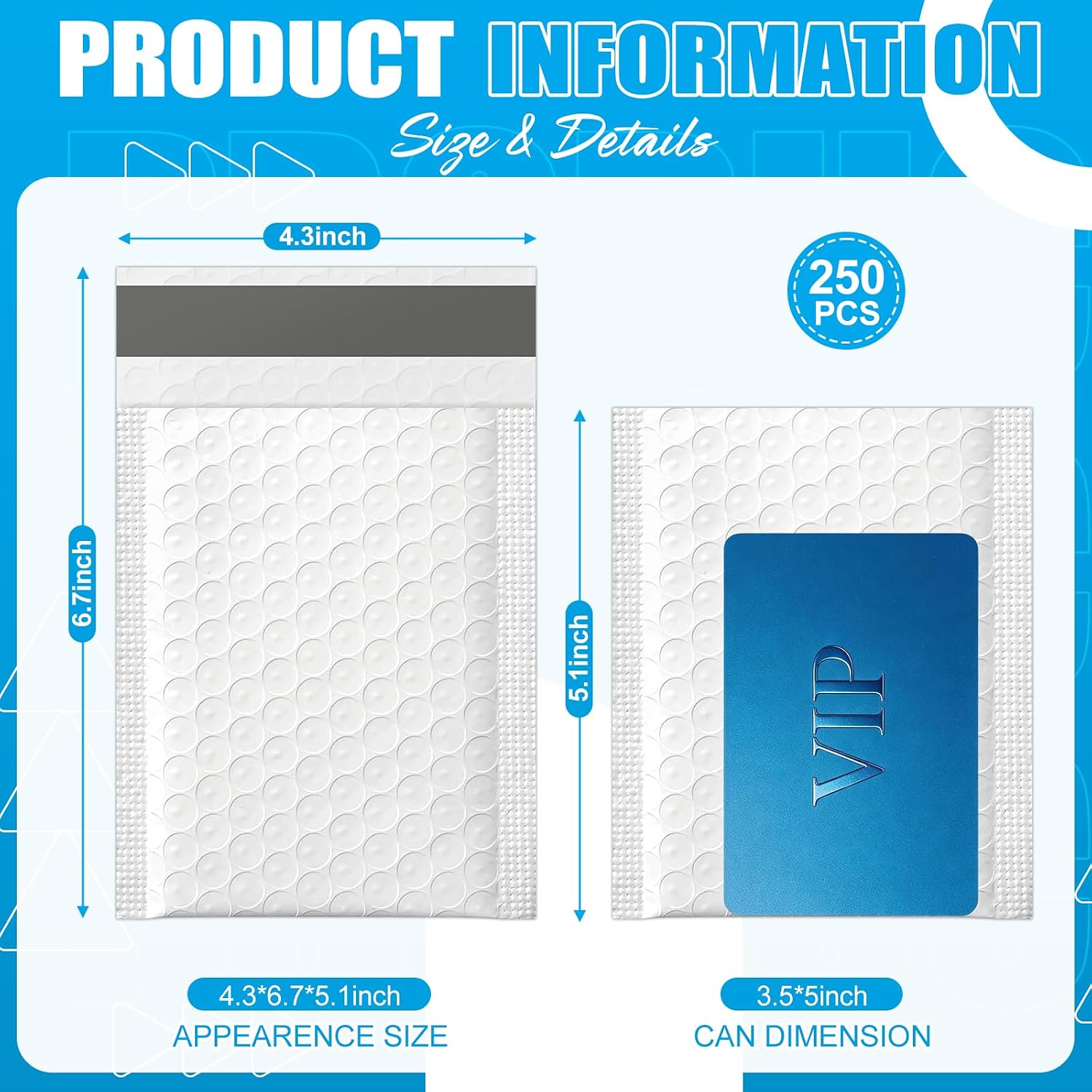 250 Pack Bubble Mailers 3.5 x 5 Inch Padded Envelopes Small Self Sealed Card Shipping Bubble Mailer Opaque Waterproof Padded Envelopes for Jewelry Makeup Gifts DIY Kits Business Supplies