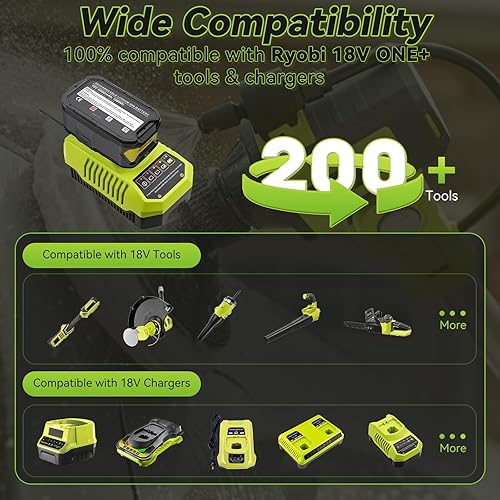 Miniatura 3 de Paquete de 2 baterías de repuesto actualizadas de 6.0Ah para Ryobi 18V y cargador compatibles con batería Ryobi 18V ONE+ P108 P102 P103 P104 P105