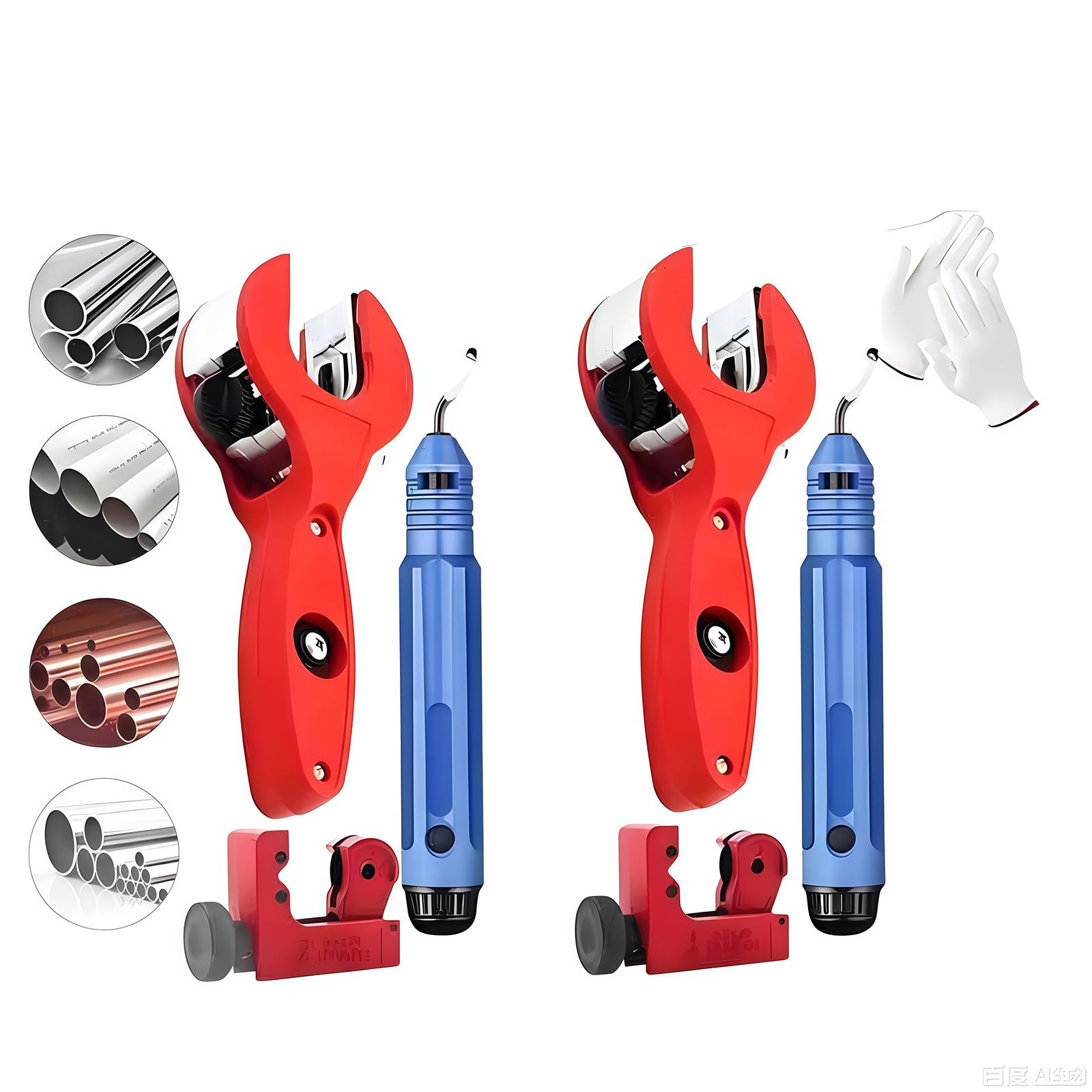 Set di tagliatubi a cricchetto per spazi ristretti da 5/16 "a 1-1/8" tagliatubi in alluminio rame include guanti set tubo cricchetto
