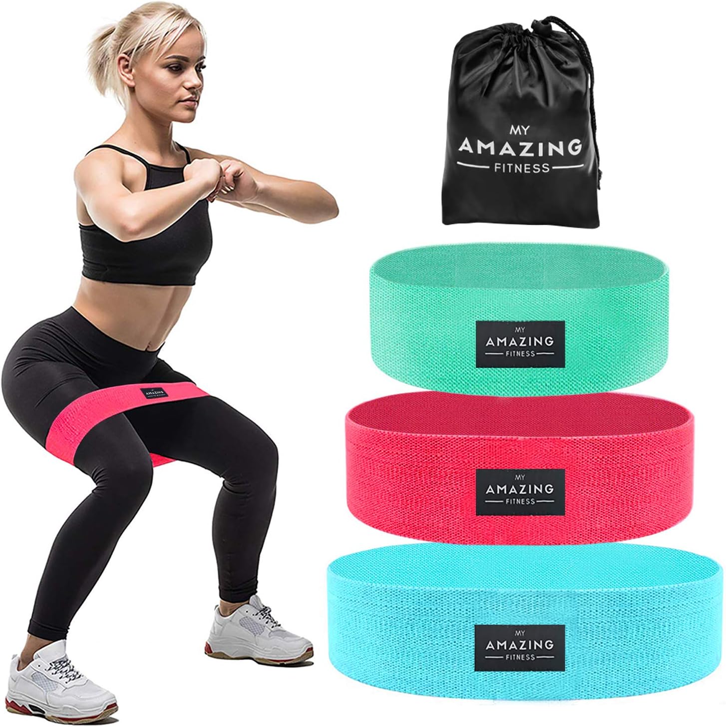 My Amazing Fitness Resistance Bands for Legs and Butt,Exercise Bands Set Booty Bands Hip Bands Wide Workout Bands Resistance Loop Bands Anti Slip Circle Fitness Band Elastic Sports Bands