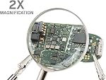 Stanz (TM) Helping Third Hand with Magnifier 2.5X Magnifying Glass Soldering Stand with Dual Adjustable Alligator Clips for Welding, Jewelry, Small Precision Projects Inspection, Heavy Weight Base