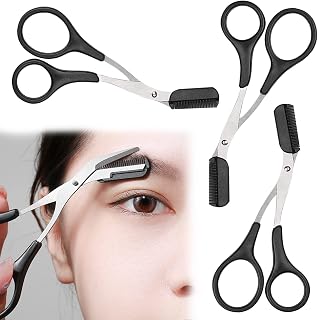 3Pcs Black Eyebrow Scissors with Comb Prune Smooth Natural Look Eyebrow Trimming Scissors Ergonomic Handle for Travel and Home Use to Messy Eyebrows Make Eyebrows More Neat and Beautiful