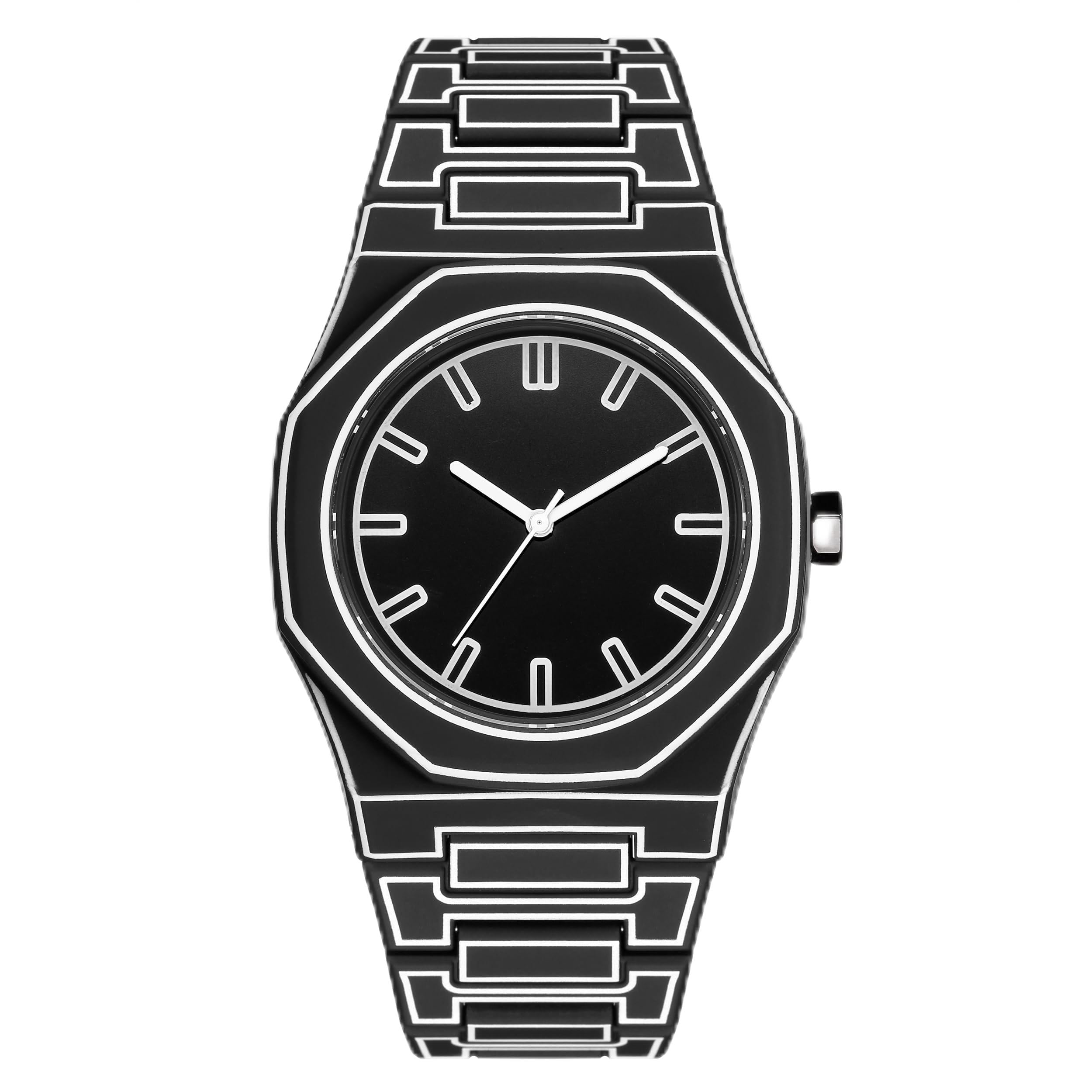 View 1 of ceverdou Men's 2D Cartoon Sketch Style Quartz Watch, Minimalist Anime-Inspired Wristwatch with Waterproof Design for Casual & Business Wear (Black)