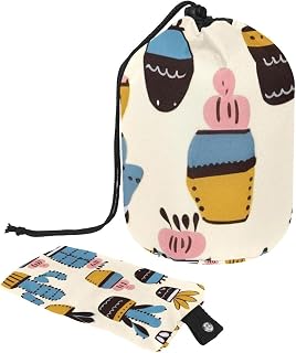 2PCS Colorful Cactus-58 Travel Cosmetic Bag Makeup Organizer: Stylish Bathroom Cases with Drawstring, Cylindrical & Small Toiletry Bag