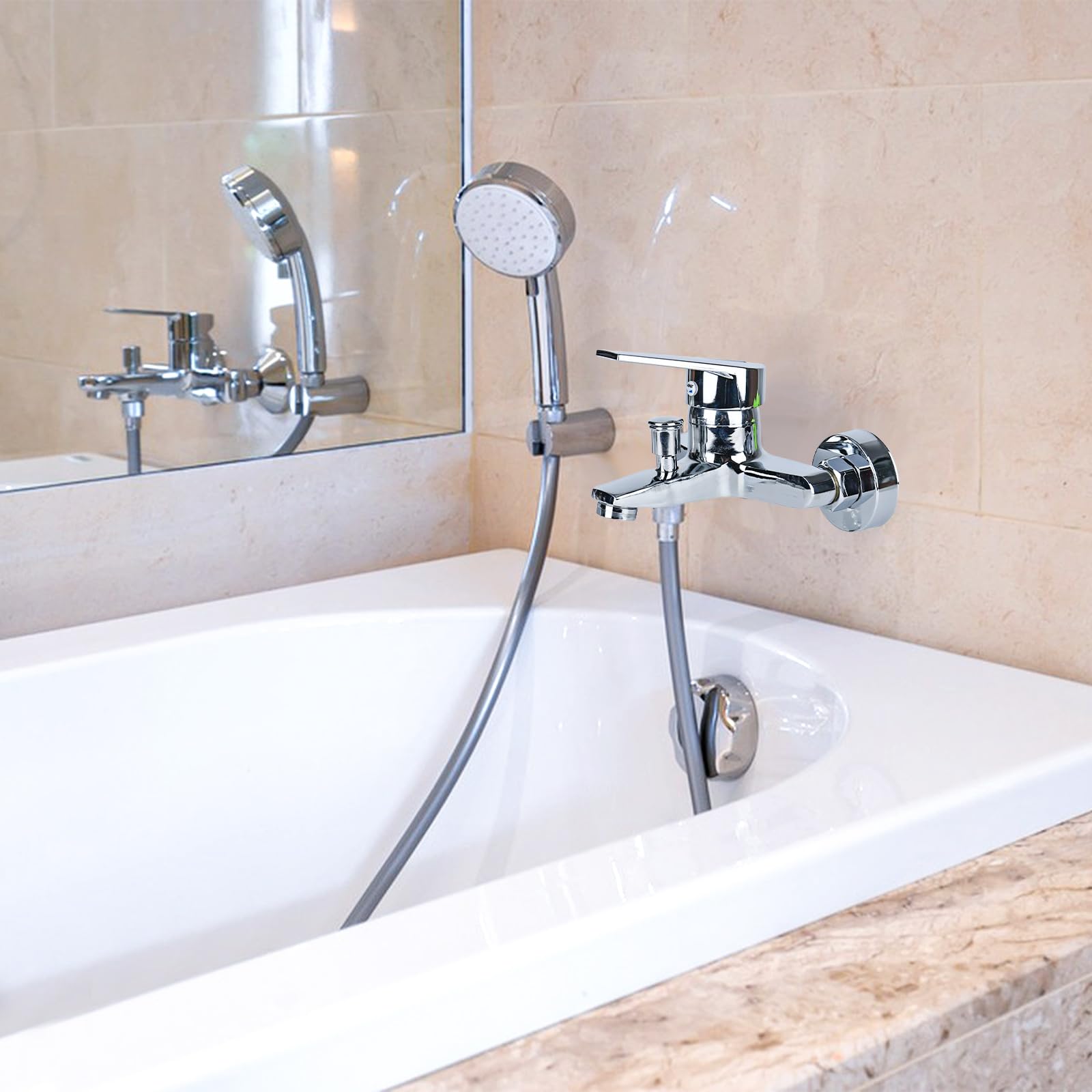 Grifo monomando para bañera, monomando, montaje en pared, grifo de ducha, grifo mezclador para bañera, salida de ducha de 1/2 pulgadas, cromado