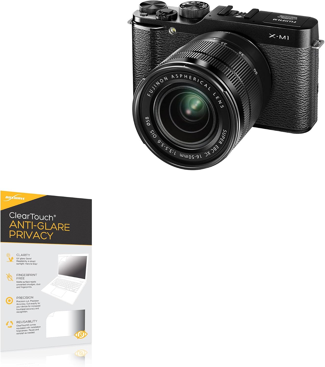 BoxWave Screen Protector Compatible With Fujifilm X-M1 - ClearTouch Anti-Glare Privacy (2-Pack), Privacy Screen Protector Flexible Film Anti-Glare