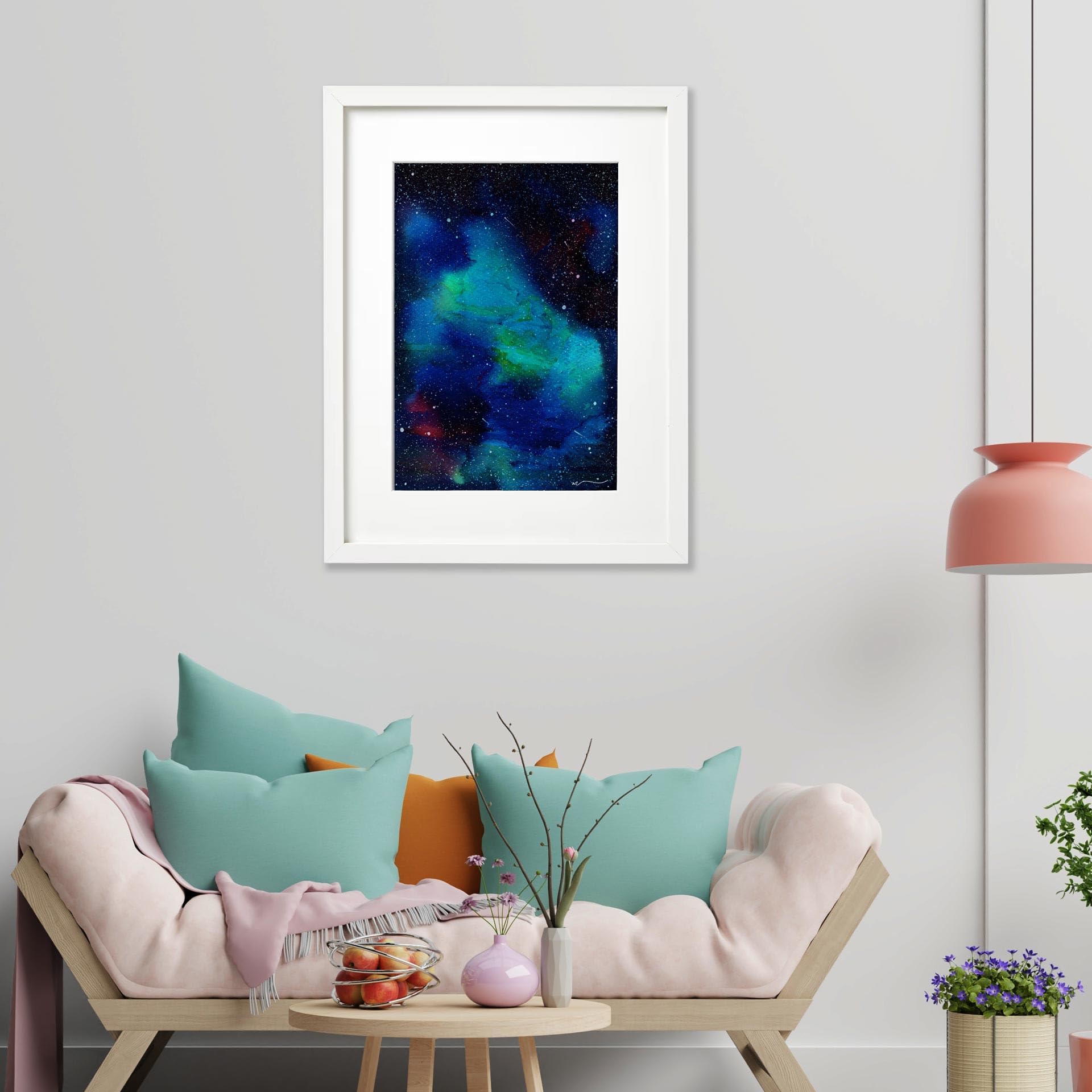 House of MamtaHouse of Mamta - Brahmand Watercolour Painting | Archival Print On Paper | Framed Wall Painting | For Home Decor, Office, Hotel Decor | Gifting | (Size: 12.5 inch x 16.5 inch)