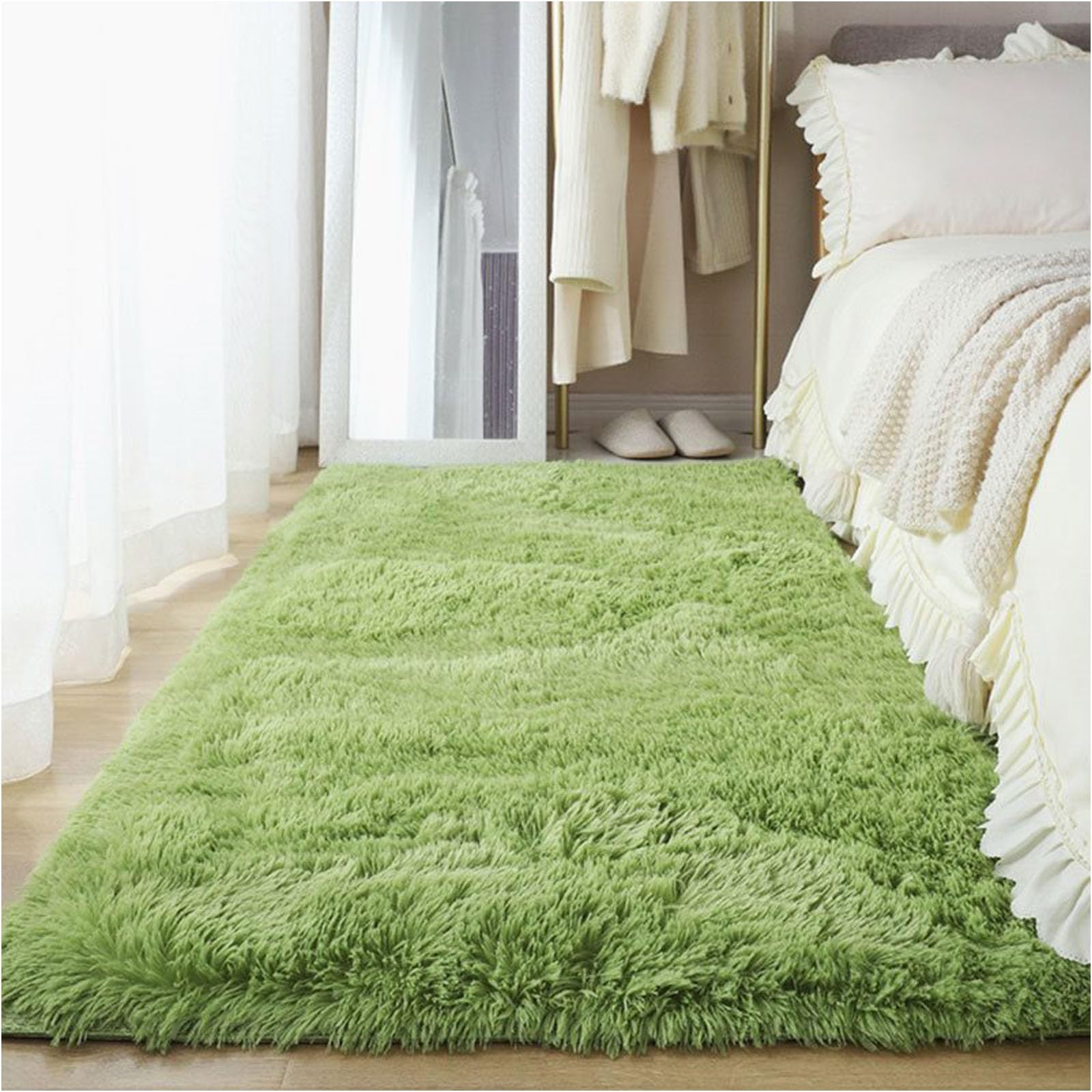 Tapis intérieur anti-glisse vert 100x250 cm pour sols froids