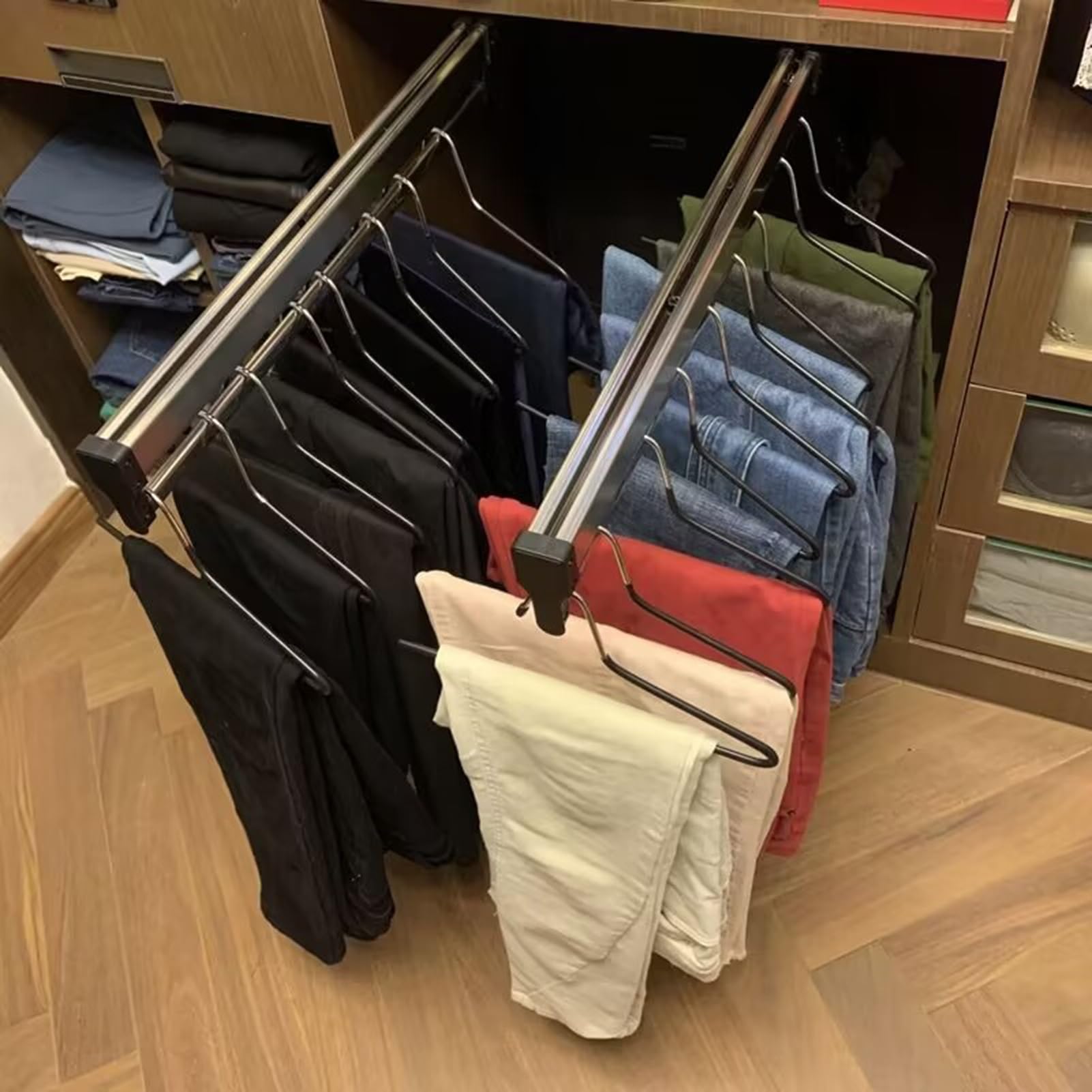 GLETSF Extendable Closet Rod - Adjustable Pull Out Clothes Hanger Rail with Sliding Rails for Wardrobe Organization,One Color-700mm/27.56inch