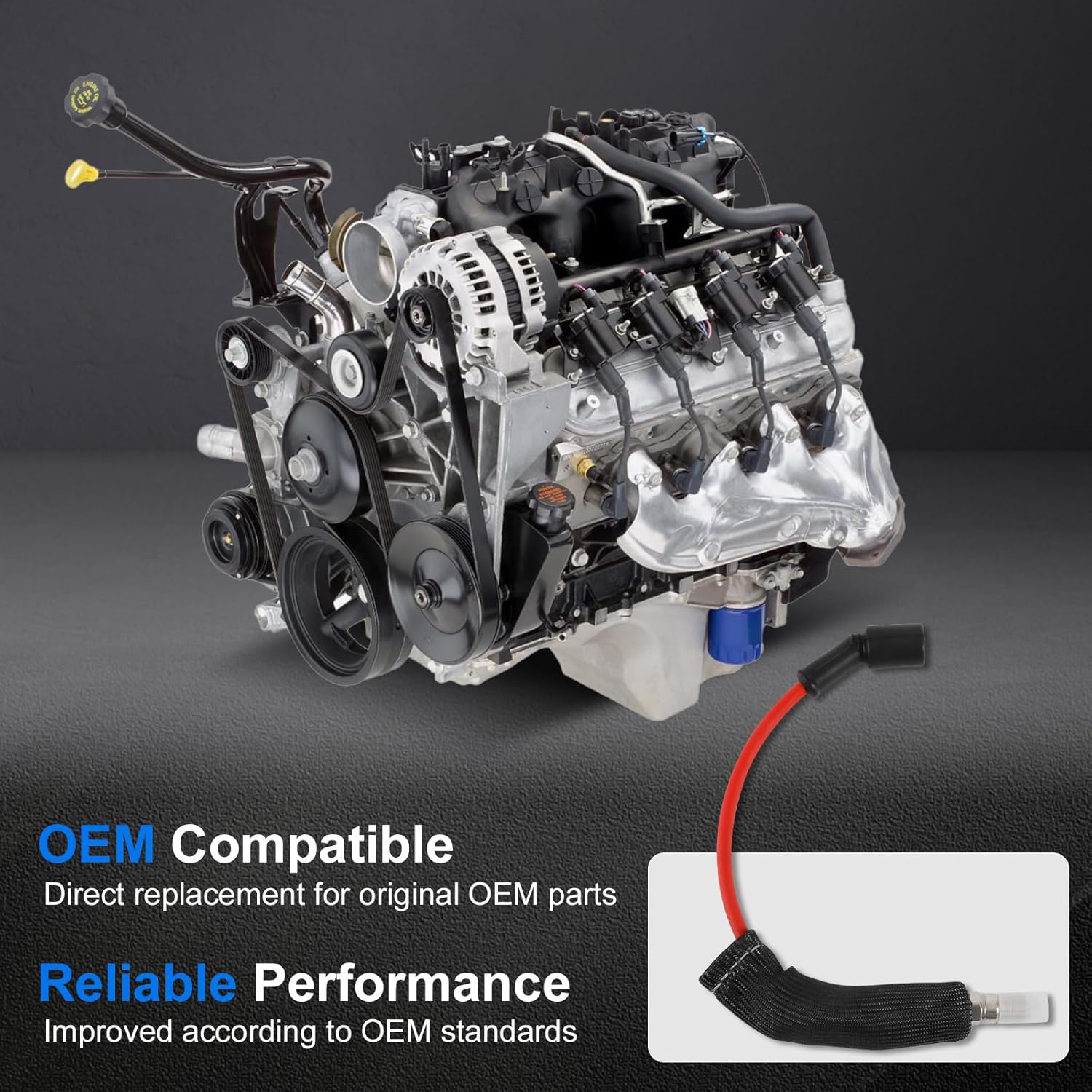 Iridium Spark Plugs 41-110 & Spark Plug Wires M8-48322 & Plug Wire Heat Shield Sleeve Compatible with Chevy Silverado Suburban Express Cadillac Escalade GMC Yukon Sierra 5.3 6.0L 6.2L V8 (Set of 8)