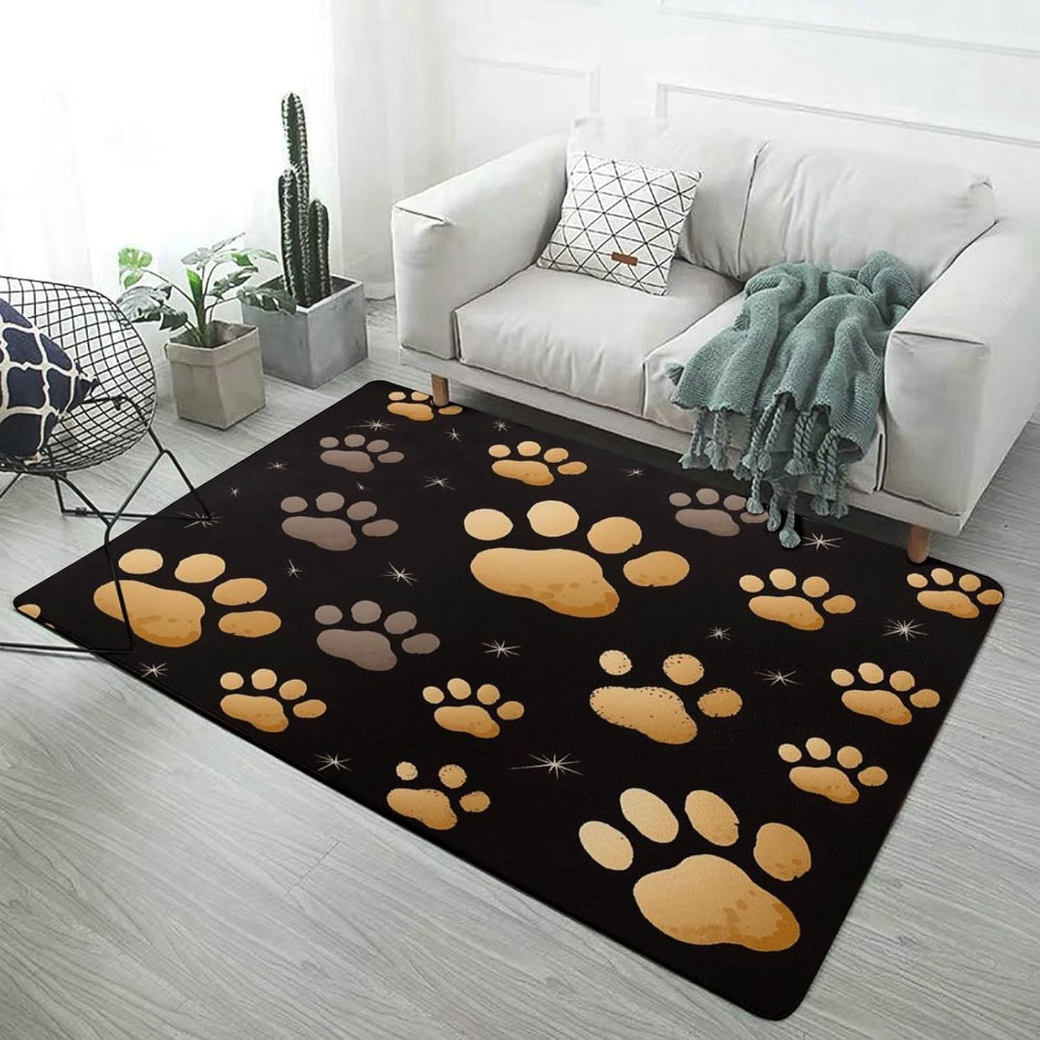 Dog Paw Print Carpet for Living Room,Washable Dining Room Non-Slip Under Table Rug 40“x60”Large Rugs Lndoor Home Decoration Stain Resistant Carpet for Bedroom