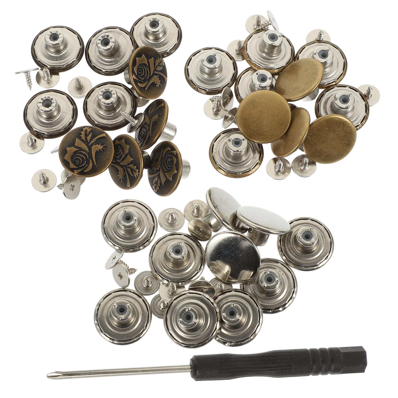 15sets Fibbia Regolabile Per Cuciture Per Jeans e Strumento Regolabile Con Cacciavite