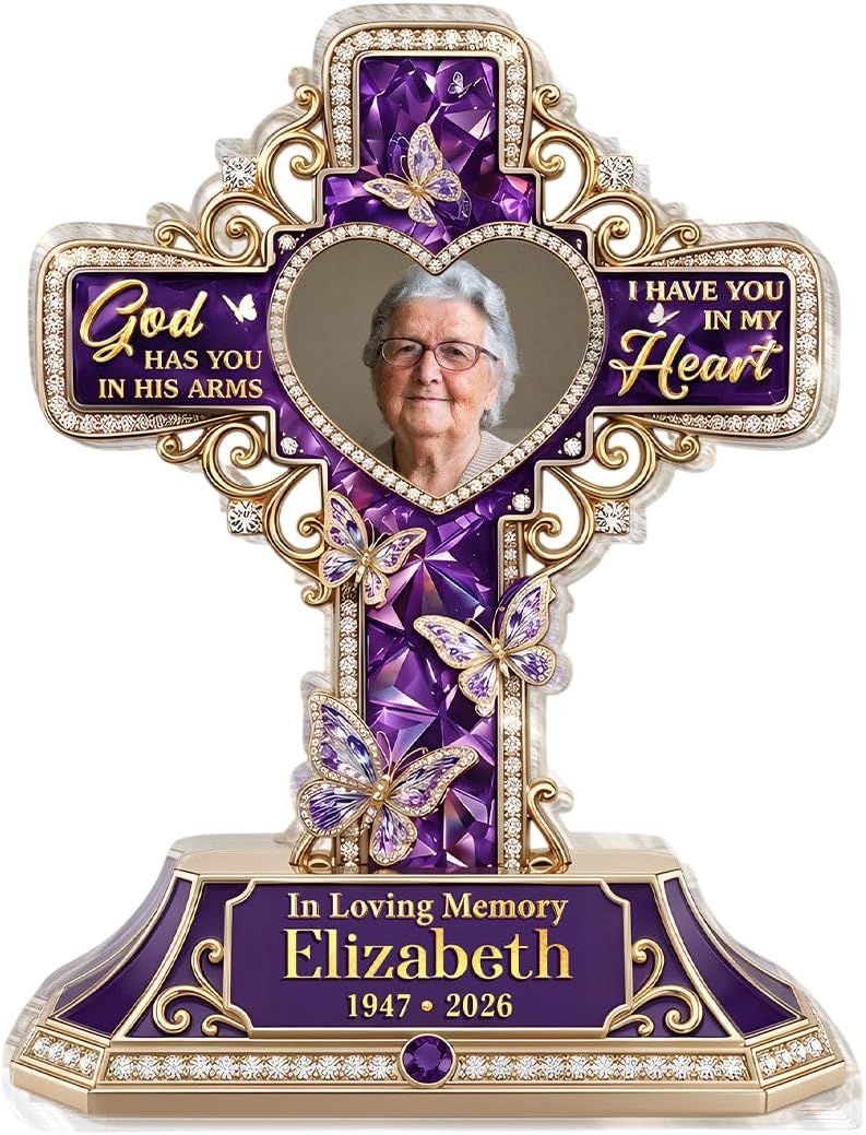 God Has You In His Arms Personalized Custom Shaped Acrylic Plaque Memorial Remembrance Sympathy Keepsake Loss Of Loved One Gift Home Desk Decor