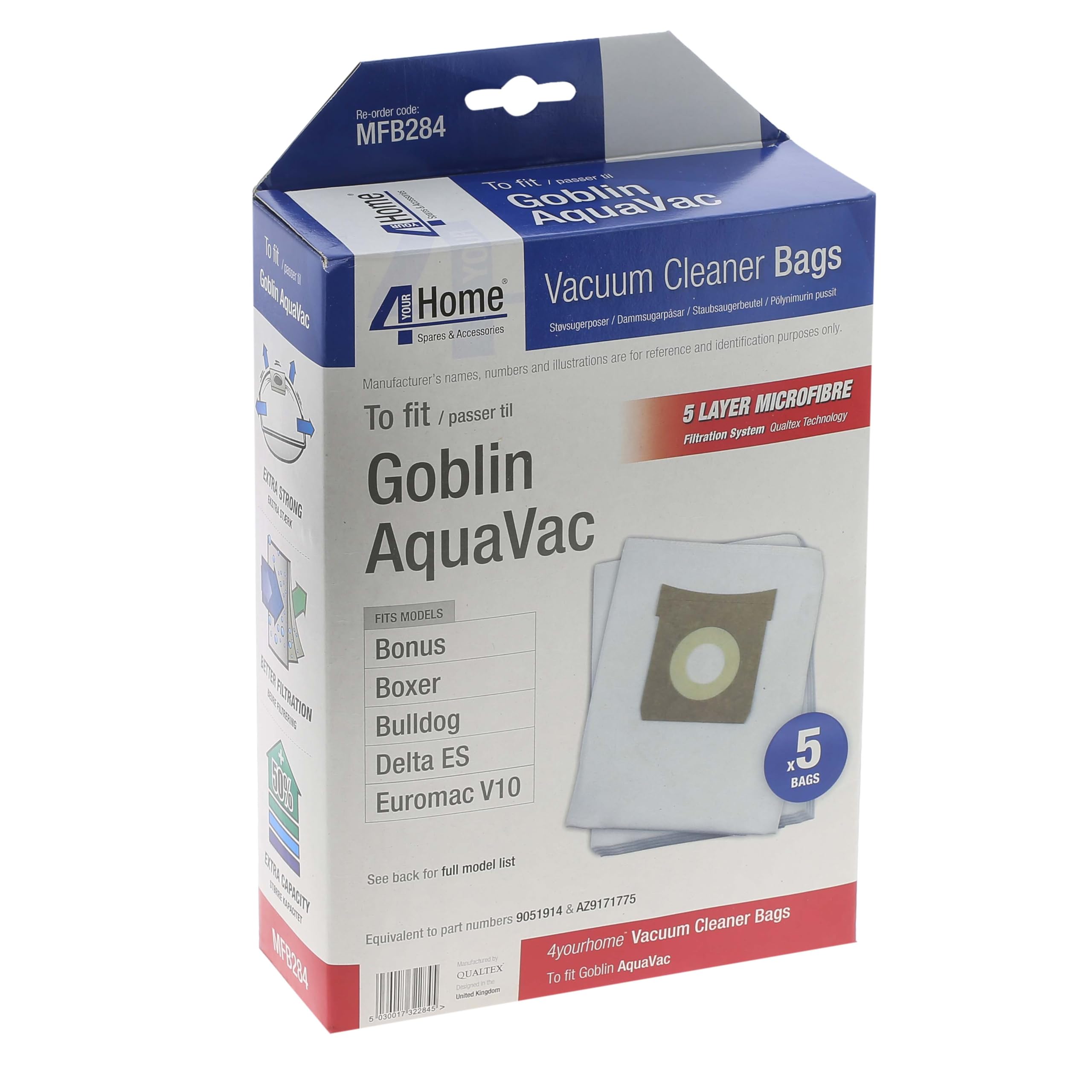 First4Spares High Filtration, Extra Capacity Microfibre Bags For Goblin Wet And Dry Vacuum Cleaners (10)