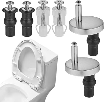 6Pcs Toilet Seat Bolts, Universal WC Replacement Bolts with Expanding Rubber Screws, Stainless Steel Toilet Hinge Screws Fittings, Quick Release Top Fix Nuts for Blind Holes6PCS