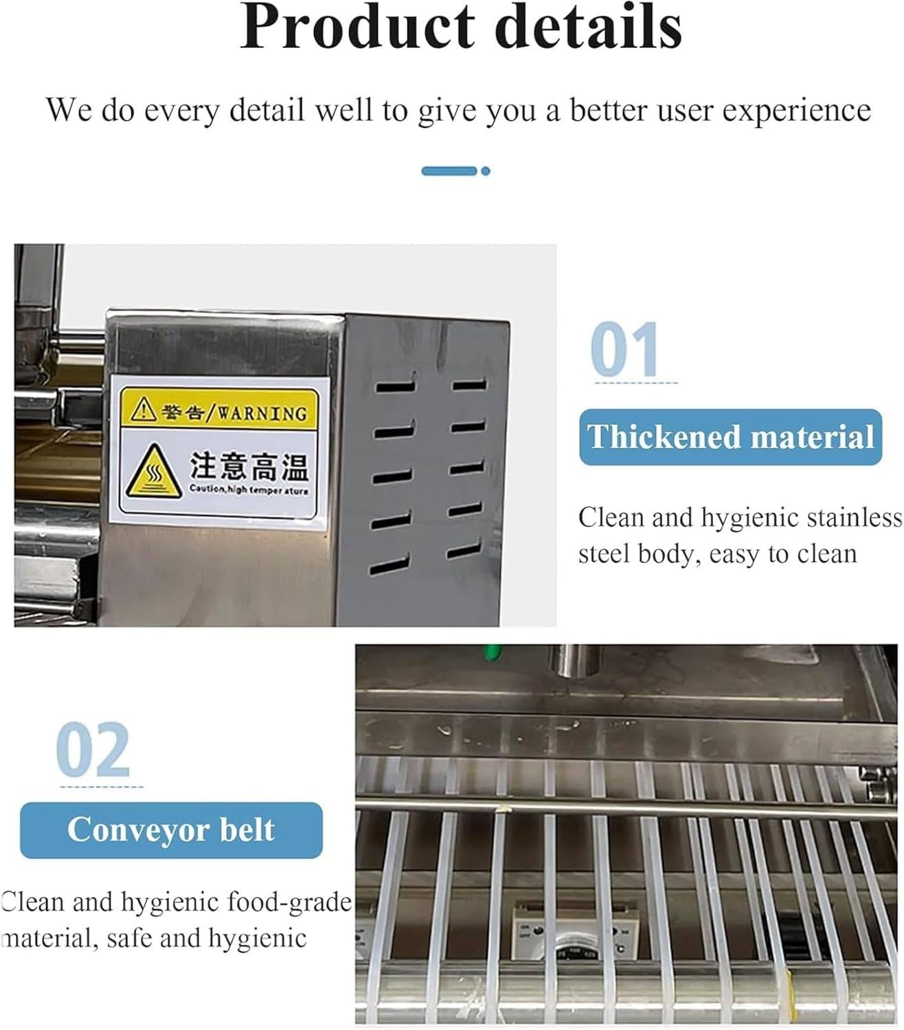 Macchina per crepes commerciale, macchina per crosta di torta completamente automatica, con nastro trasportatore, velocità regolabile e temperatura da 0 a 200 °C, riscaldamento uniforme, efficienza: