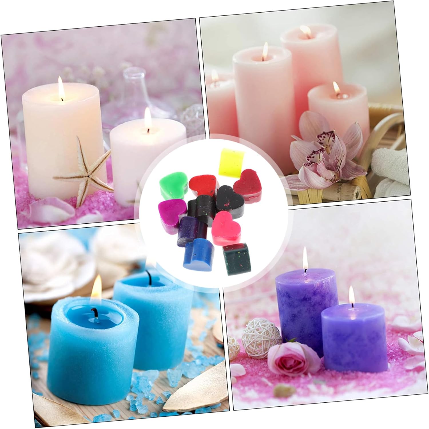 11pcs DIY Candle Color Chips Wax Dye Kit Solid Colorant Blocks for Paraffin Soybean Crystal Wax Fast Melting Candle Making Supply for Handcrafts
