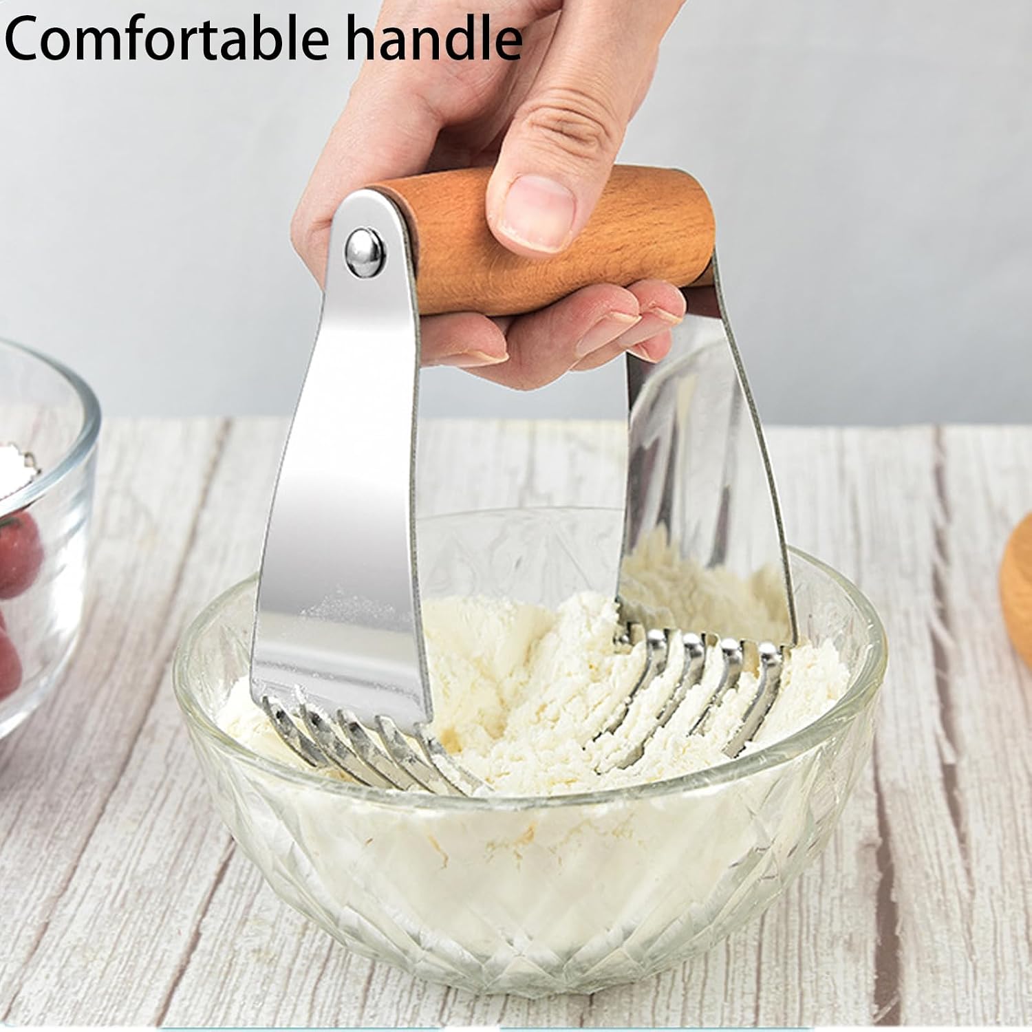 Dough Blender, Stainless Steel Pastry Cutter, Pastry Mixer with Heavy Duty Blades, 2Colors for You(Wood color)