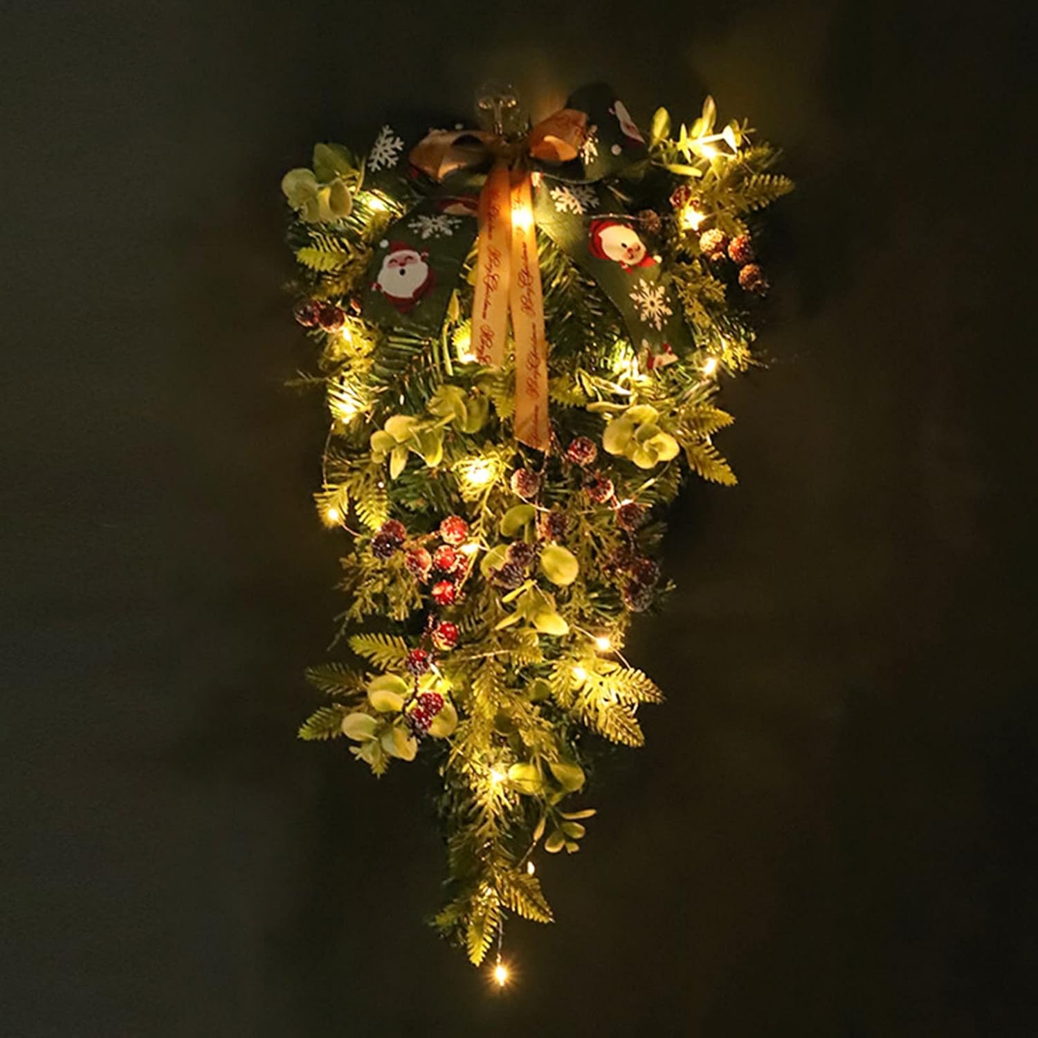 Christmas Teardrop Swag Decorations Artificial Pine Needles Garlands