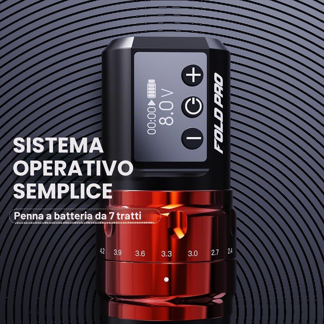 Close-up of the Dragonhawk Fold Pro display and stroke adjustment knob
