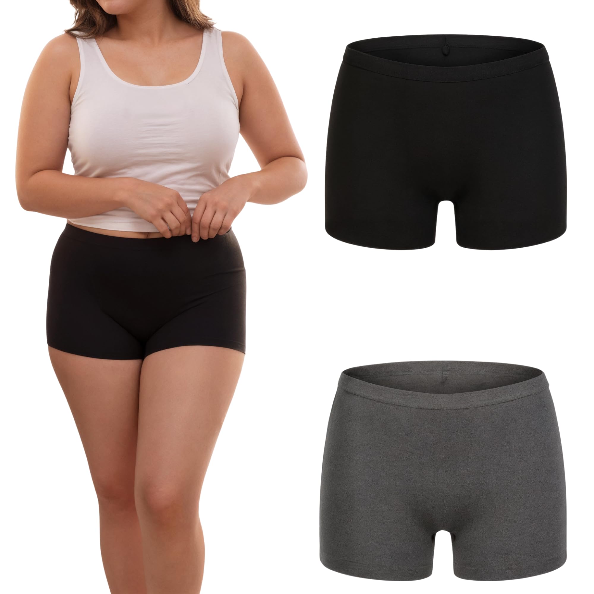 in care Womens Outer Elastic Boyshorts (Pack of 2) | Soft Cotton Stretch Underwear | Comfortable Everyday Fit | Breathable Reusable Washable Innerwear Shorts for Women & Girls-picture-15