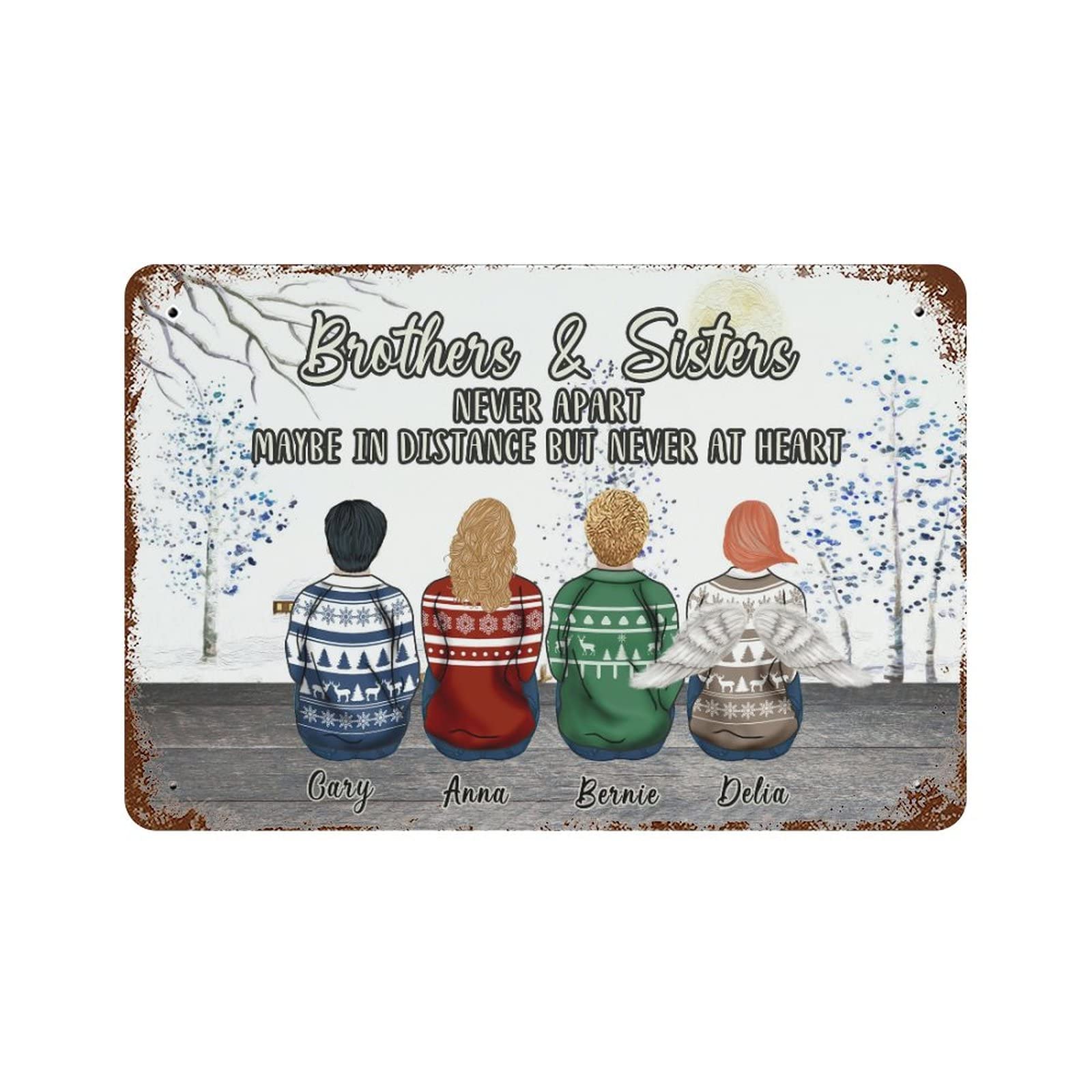 Panneau Brothers & Sisters Never Apart pour célébrer l'amour fraternel à Noël