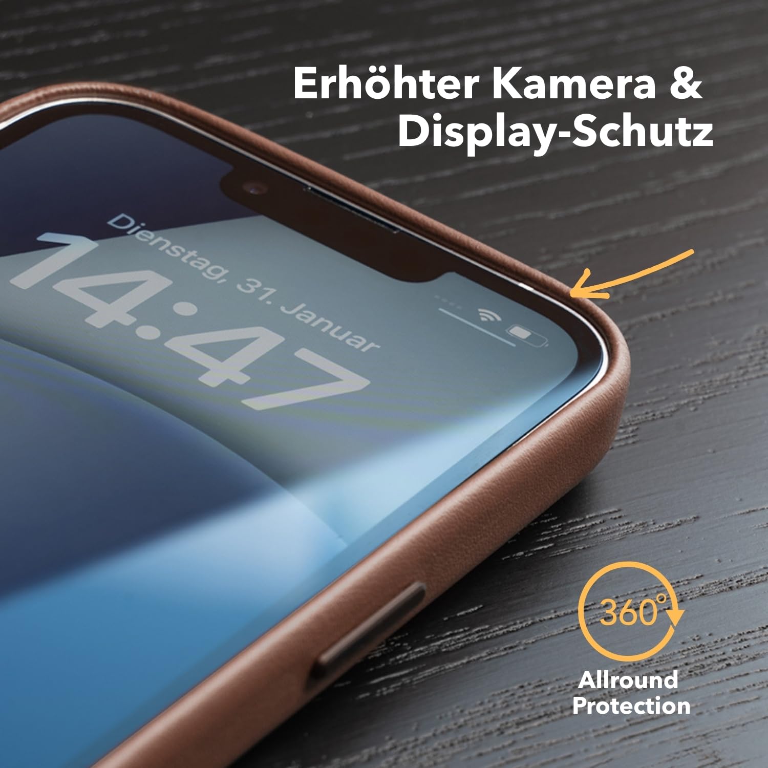 Woodcessories - Leder Case Kompatibel mit iPhone 17 Hülle aus Veganem Aloe Vera Leder Braun, MagSafe Kompatibel, 360° Schutz, Dünnes Design