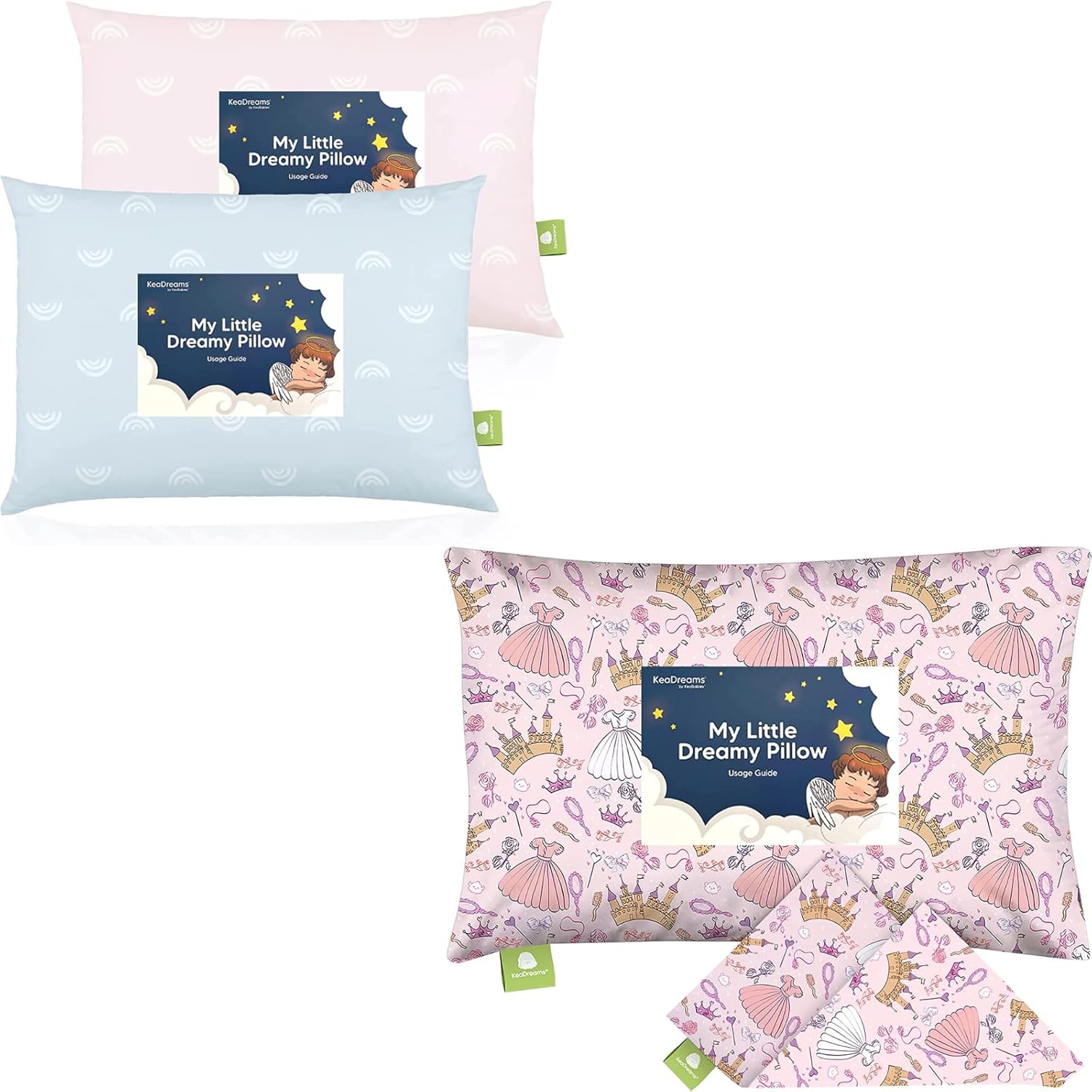 KeaBabies 2-Pack Toddler Pillow Toddler Pillowcase for 13X18 Pillow - Soft Organic Cotton Toddler Pillows for Sleeping - Organic Toddler Pillow Case for Boy, Kids