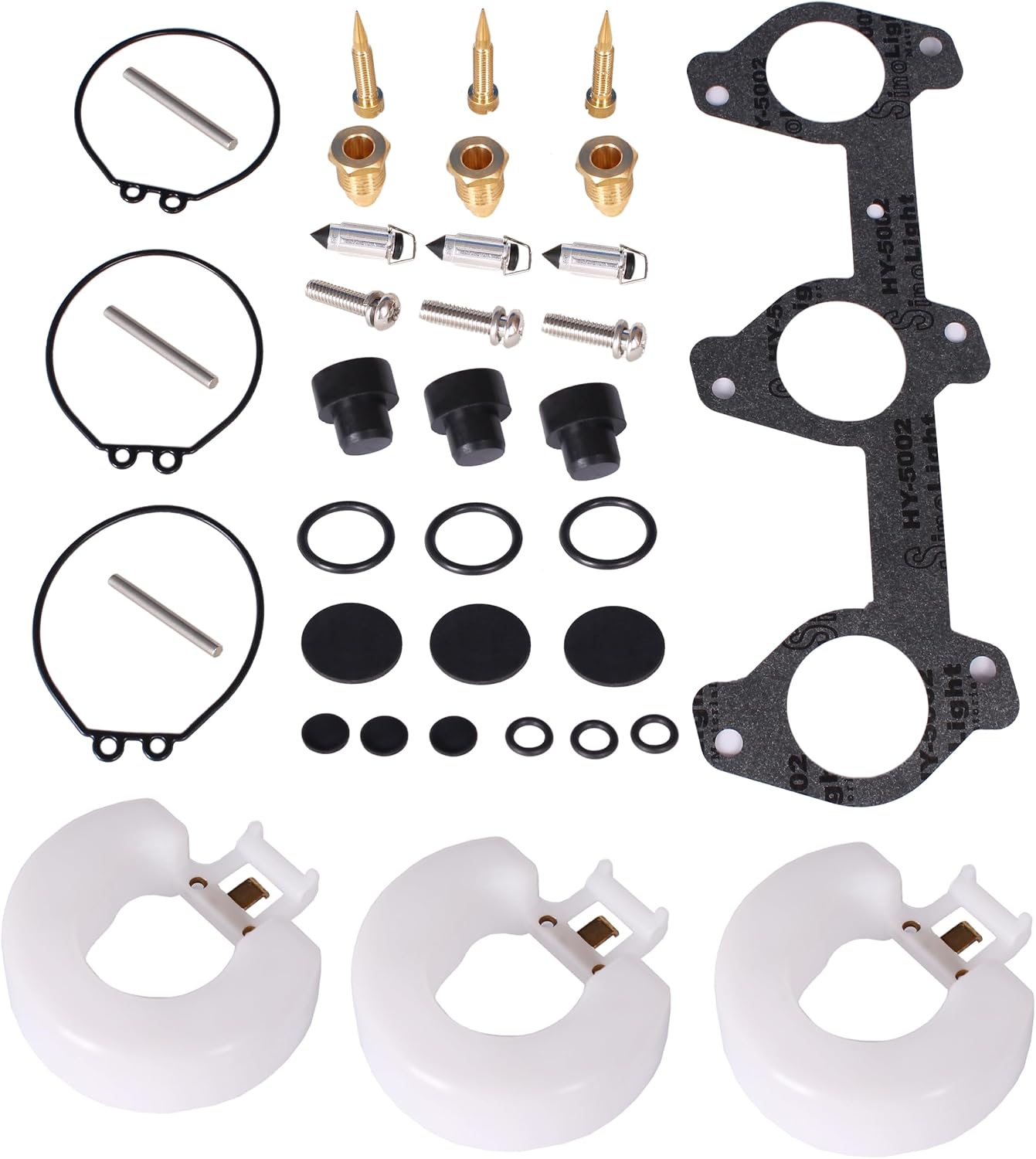 Boat Engine 6H3-W0093-02 6H3-W0093-01 6H3-W0093-00 6H3-W0093-03 Carburetor Repair Rebuild Kit & Gasket for Yamaha 60HP 70HP Outboard Motor, fit Sierra 18-7766 6H3-W0093