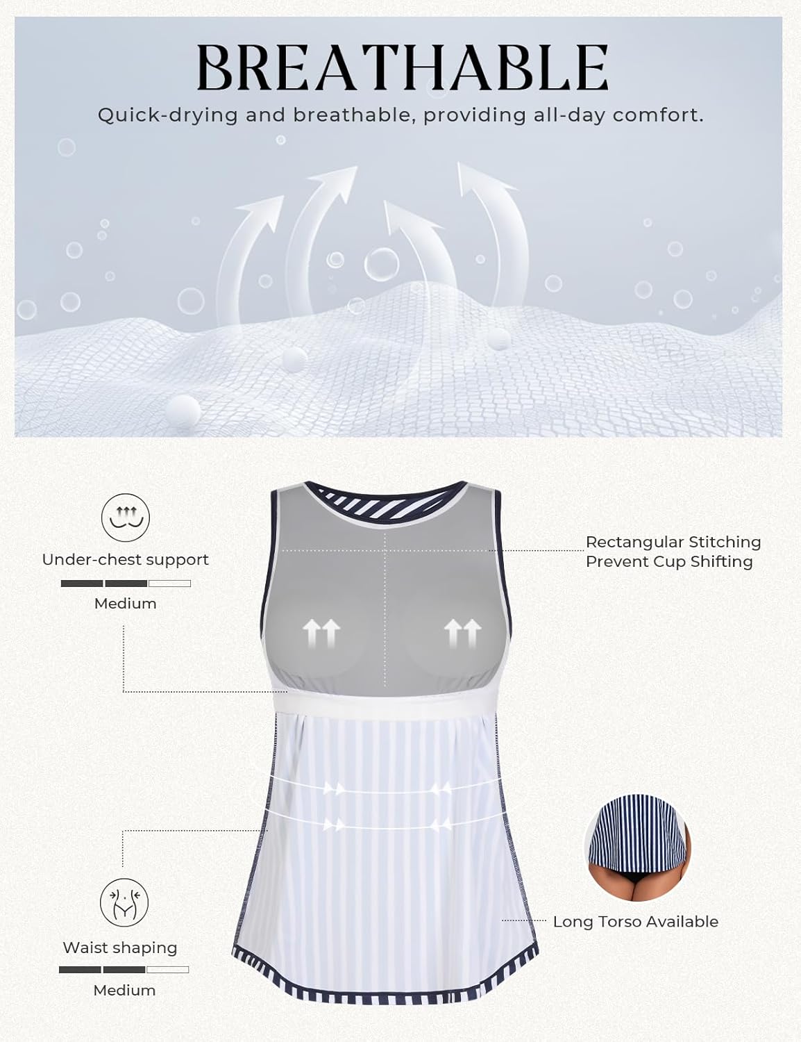 Hanna Nikole Tankini Tops for Women High Neck Swimsuits Top Tummy Control Bathing Suits Modest Swim Tank Top No Bottom