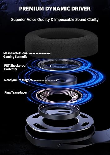 Miniatura 4 de KAPEYDESI Auriculares inalámbricos para juegos, auriculares USB para juegos de 2.4 GHz para PS5, PS4, Switch, PC, Mac con Bluetooth 5.2, batería de