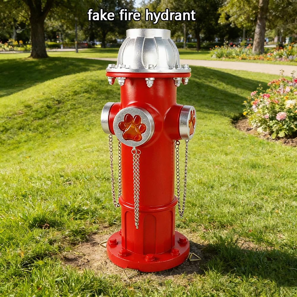 Solarbetriebener Hunde-Feuer-Hydrant für den Außenbereich, Feuerhydrant für Hunde zum Pinkeln, mit Hundepfotenabdruck-Design, perfekter künstlicher Feuer-Hydrant für einfaches