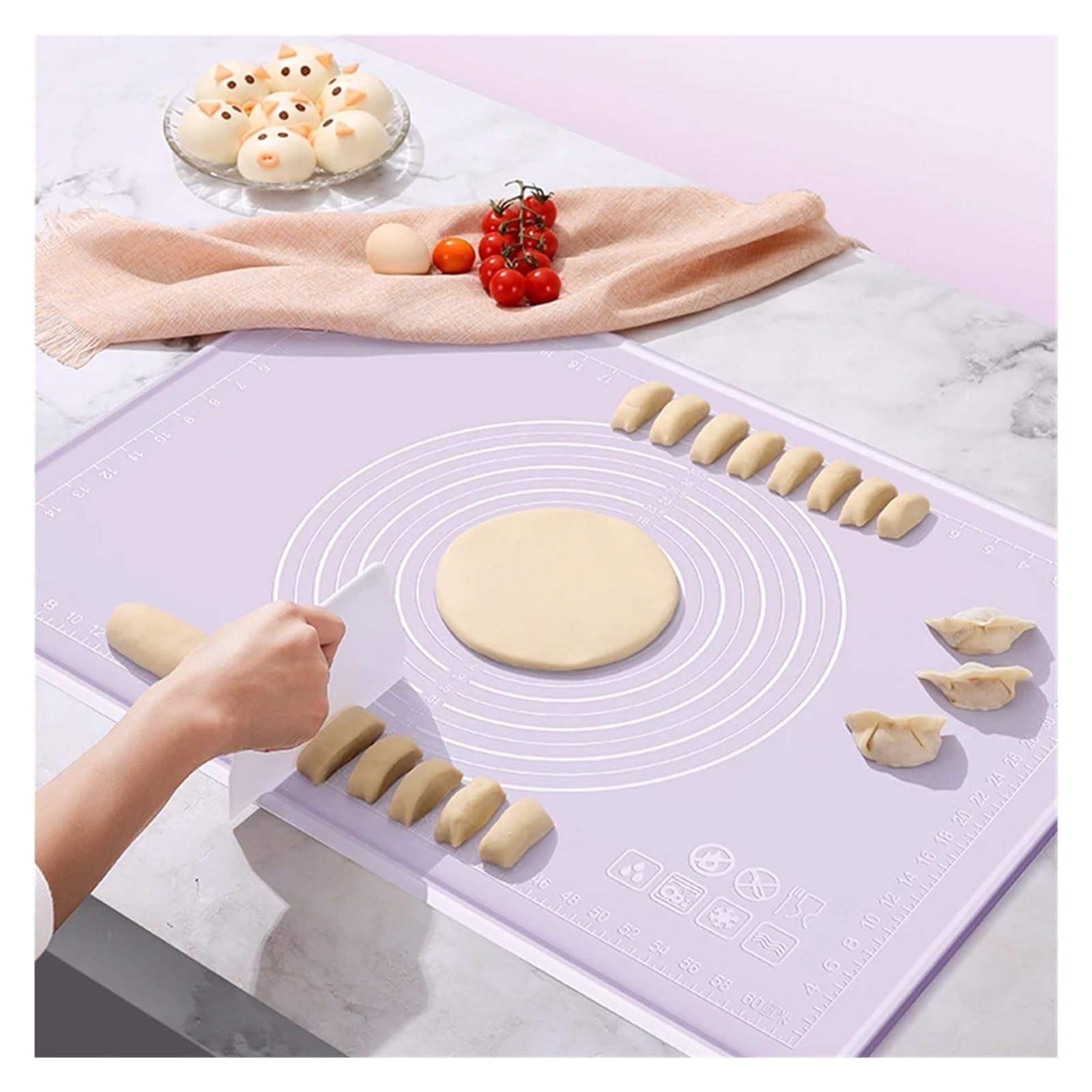 Antihafte rutschfeste Backunterlage 1PC Silikon Backen Verwenden Matte Antihaft Pizza Teig Gebäck Nudel Kneten Pad Blatt Küche Werkzeuge (Color : Purple, Size : 60x80cm)