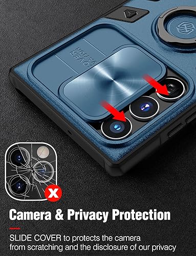 Miniatura 4 de Nillkin Funda para Samsung Galaxy S23 Ultra con cubierta deslizante para cámara y soporte mejorado, grado mil, a prueba de golpes, S23 Ultra para