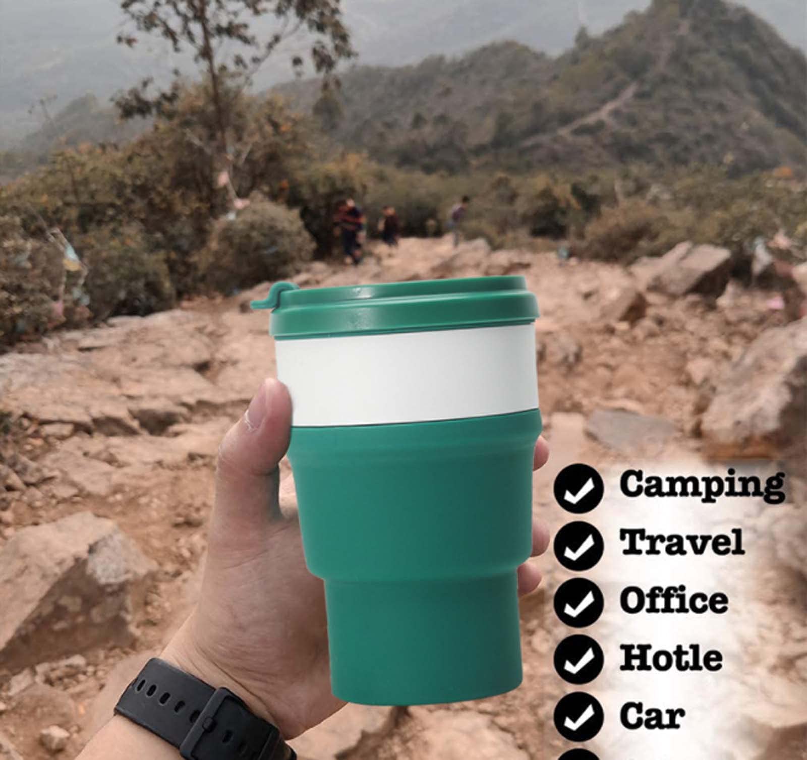 XINGYU Tazas De Silicona Plegables, Taza De Viaje Reutilizable Botella Deportiva con Tapas Taza De Café Portátil Plegable Ligera a Prueba De Fugas para Acampar Al Aire Libre