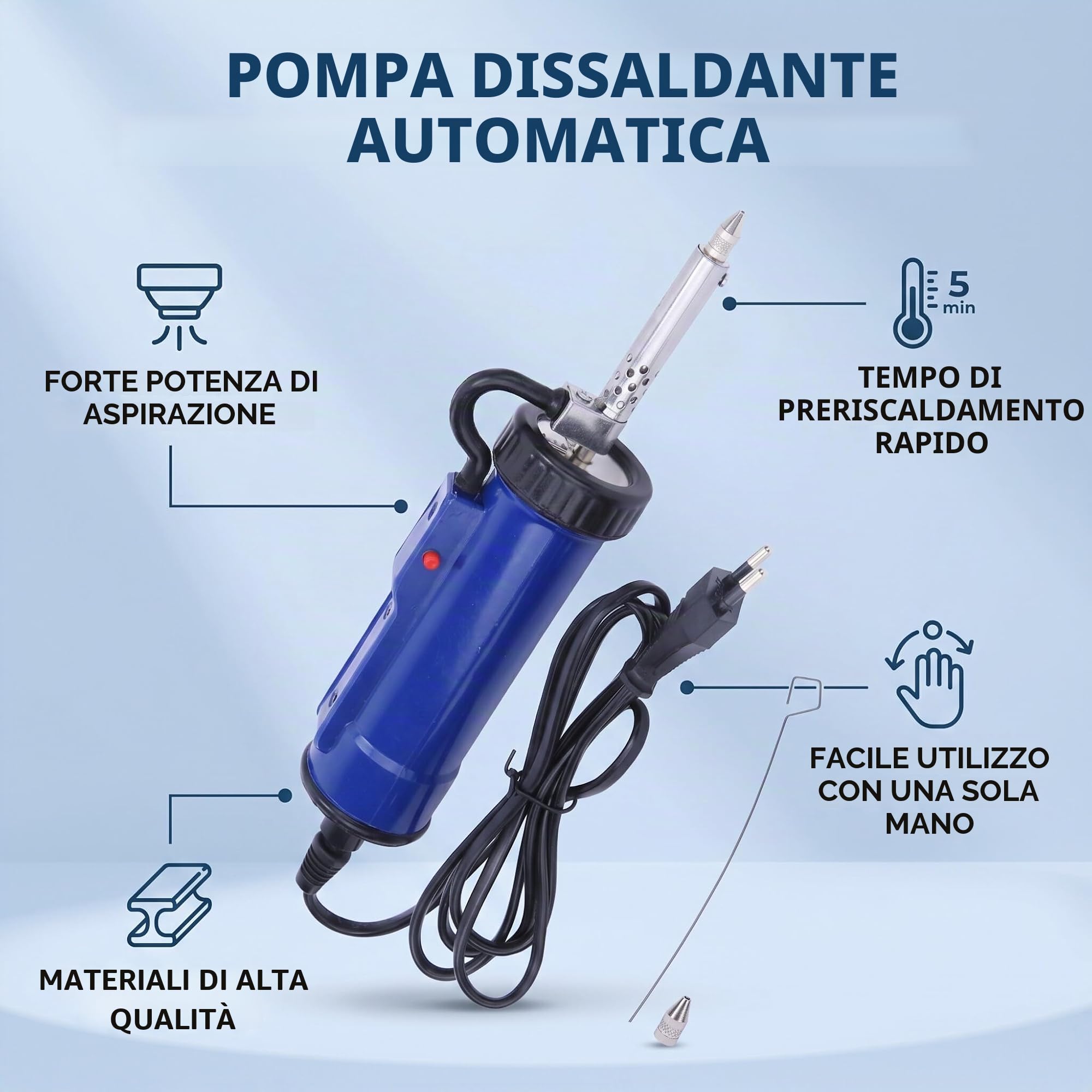 Dissaldatore Elettrico Solder Sucker Pompa Dissaldante 30W Pompa di Aspirazione Dissaldante Completamente Automatica Spina UE 220V