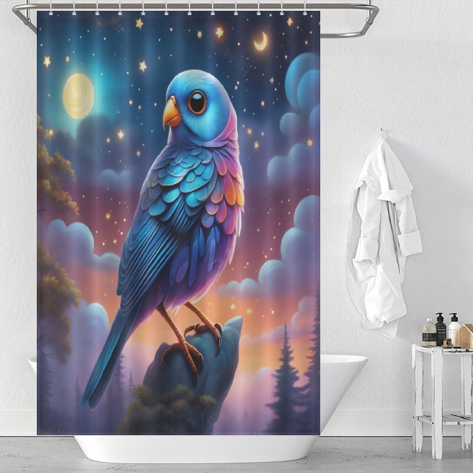 Rideau de douche oiseau mignon pour une salle de bain douce et joyeuse