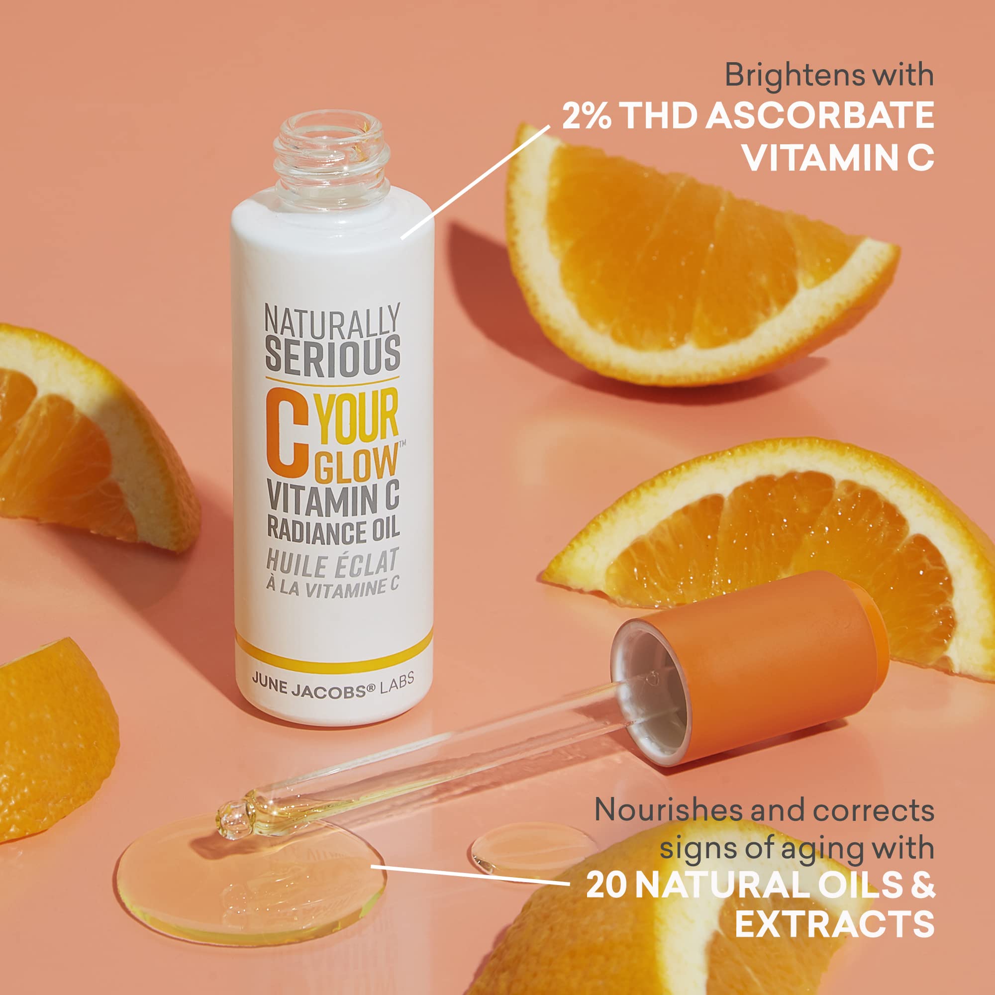 Naturally Serious | C Your Glow Vitamin C Radiance Oil, Vitamin C Oil For Face, Brightening Facial Oil, Skincare For Glowy Skin, Vegan Skincare, Cruelty-Free Skincare