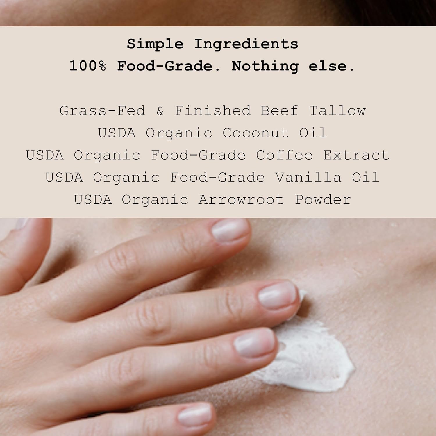Coffee Antioxidant Face & Body Moisturizer – Tallow Balm with Grass-Fed Tallow & Organic Coffee Oil – Whipped, Food-Grade Skincare for Glow Boost and Hydrating Skin