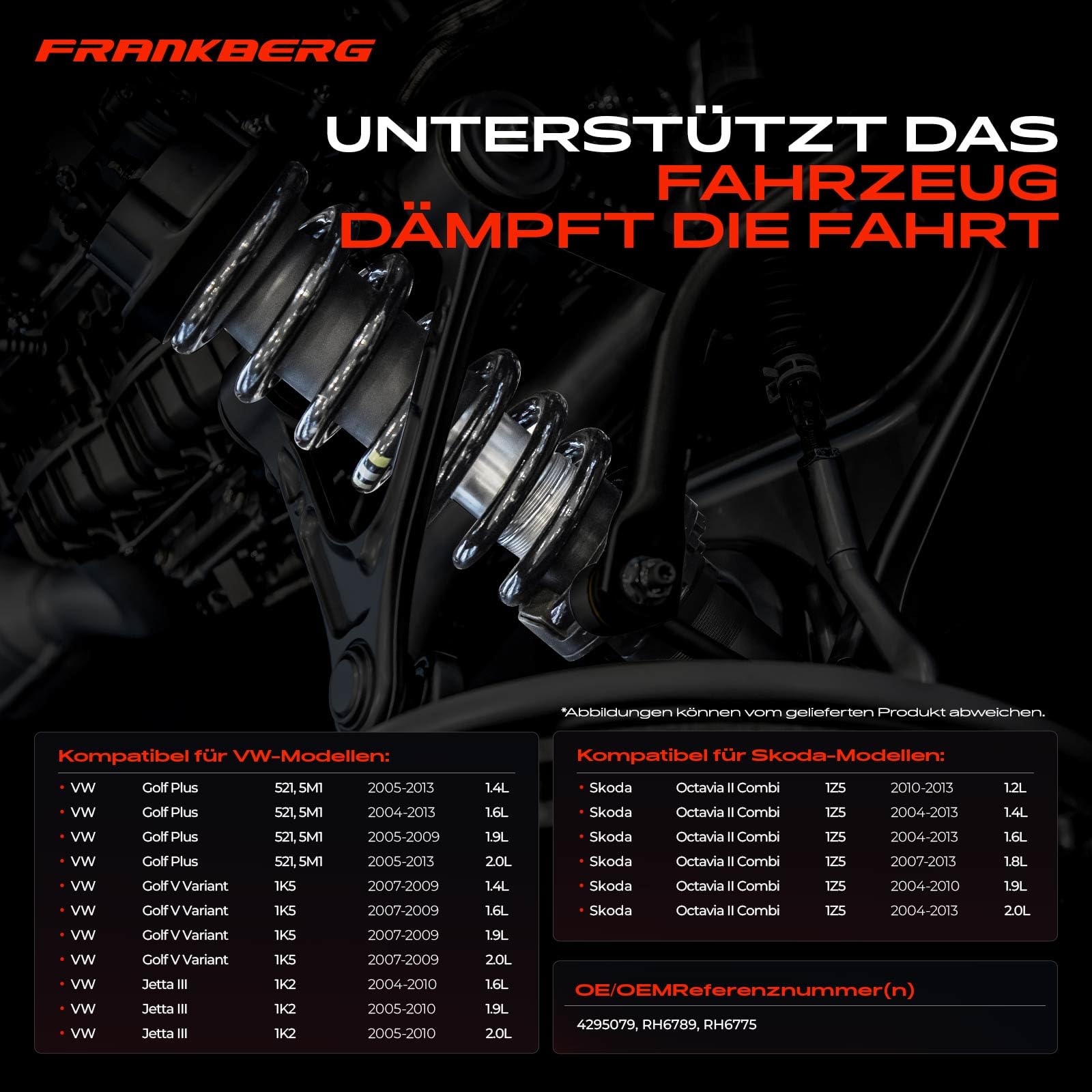 Frankberg 2x Fahrwerksfeder Hinterachse Kompatibel mit O.t.a.v.i.a II 1Z5 Combi J.e.t.t.a III 1K2 Stufenheck Golf Plus 521 5M1 Schrägheck Golf V Variant 1K5 Schrägheck Replace# RH6789