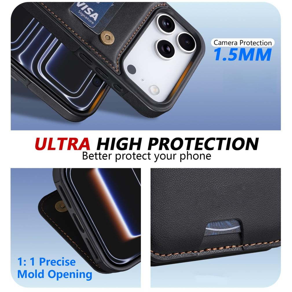 Etui z portfelem do iPhone'a 17/17 Pro/17 Air/17 Pro Max, skórzany portfel, etui na telefon, stojak, ochrona przed upadkiem, biznesowa powłoka ochronna RFID (brązowy, 17 Air)