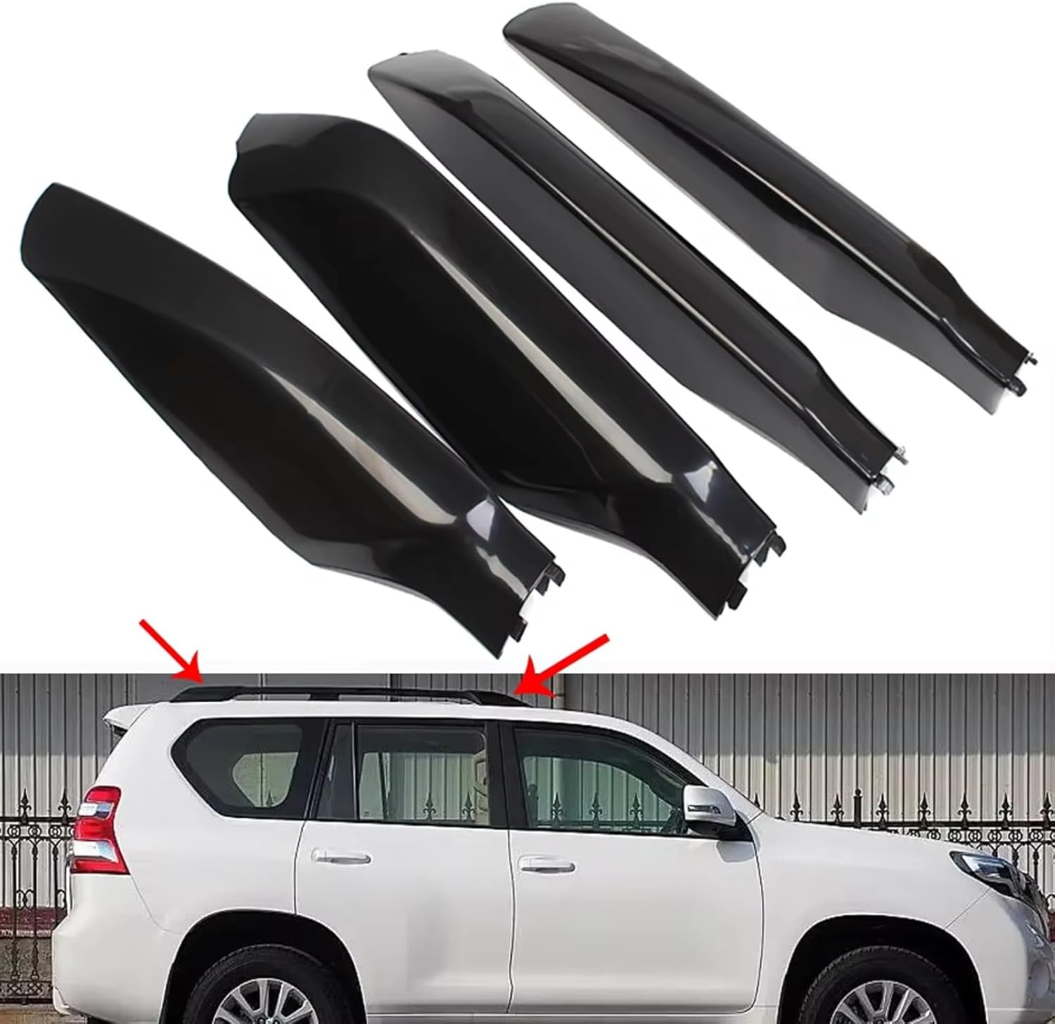 Roof Rails Cover Shell Car Accessories Luggage Rack Cover Roof Rack Rail End Cover Shell for Toyota for Land for Cruiser for Prado 2010-2018