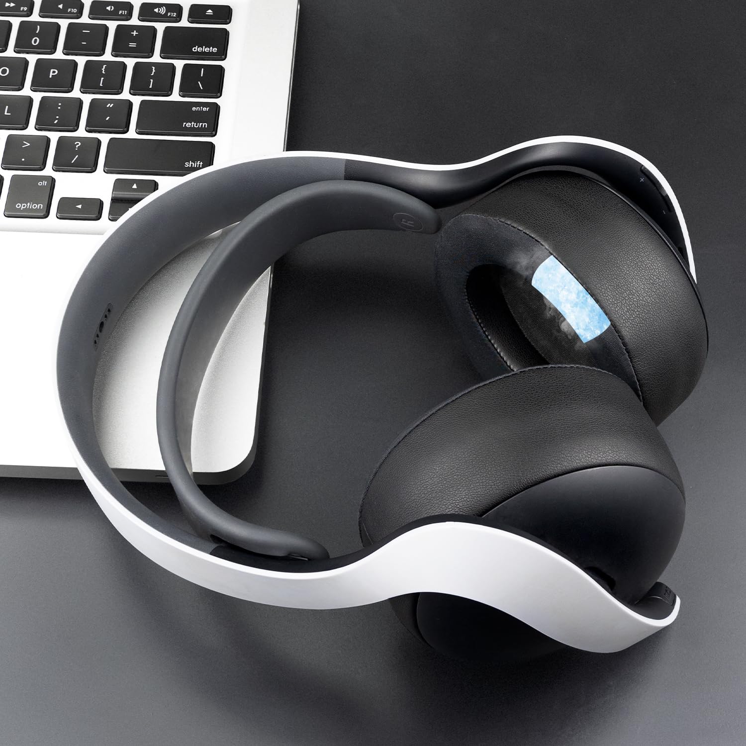 SOULWIT Almohadillas de Gel Refrigerante para Sony Playstation PS5 Pulse Elite Inalámbricos Auriculares, Almohadillas con Espuma de Aislamiento de Ruido - Negro