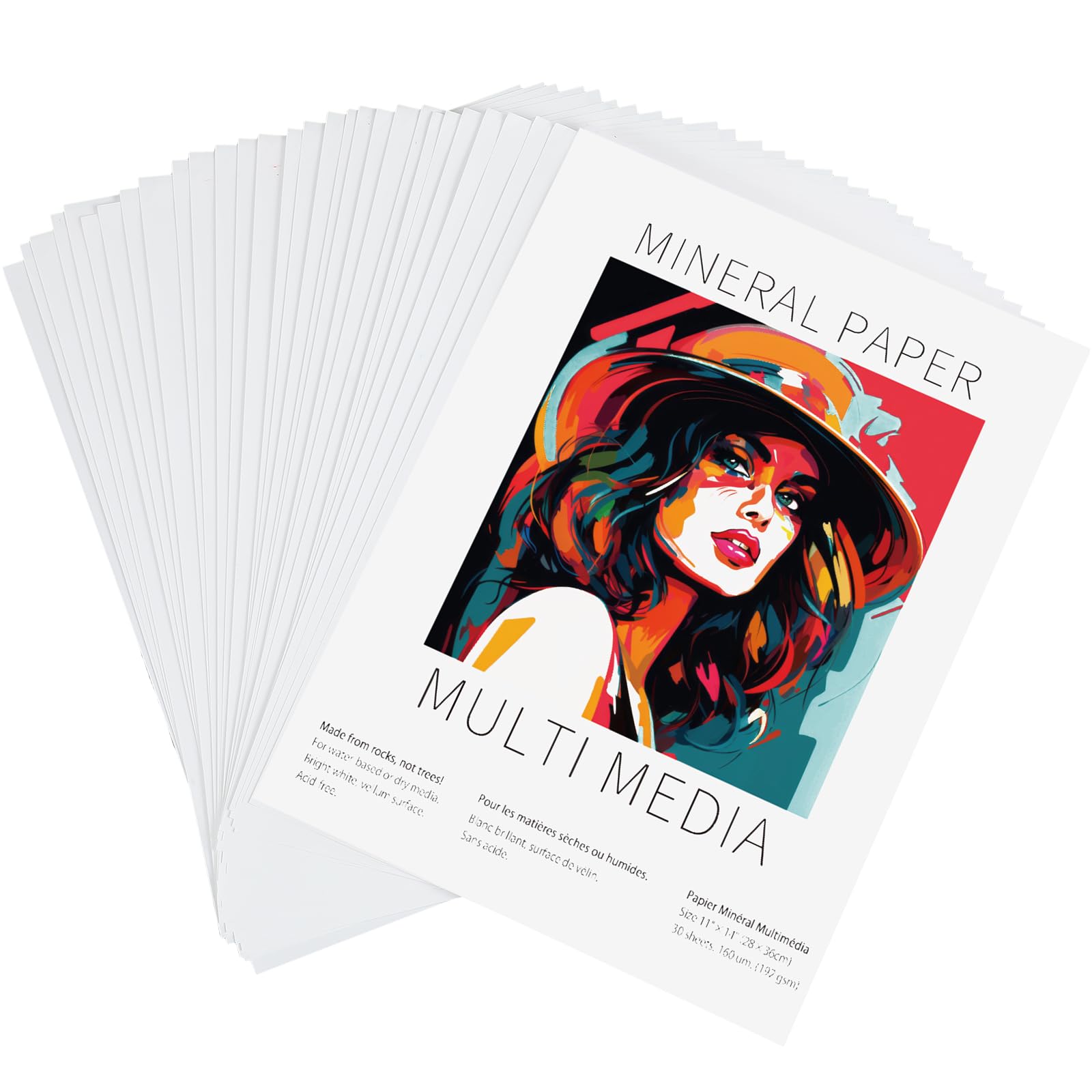 MotiMind 30 Sheets Mineral Stone Paper 6 x 8 Inches (192gsm) Unbound Blank White Sketchbook Mineral Paper for Alcohol Ink, Alcohol Ink Markers,