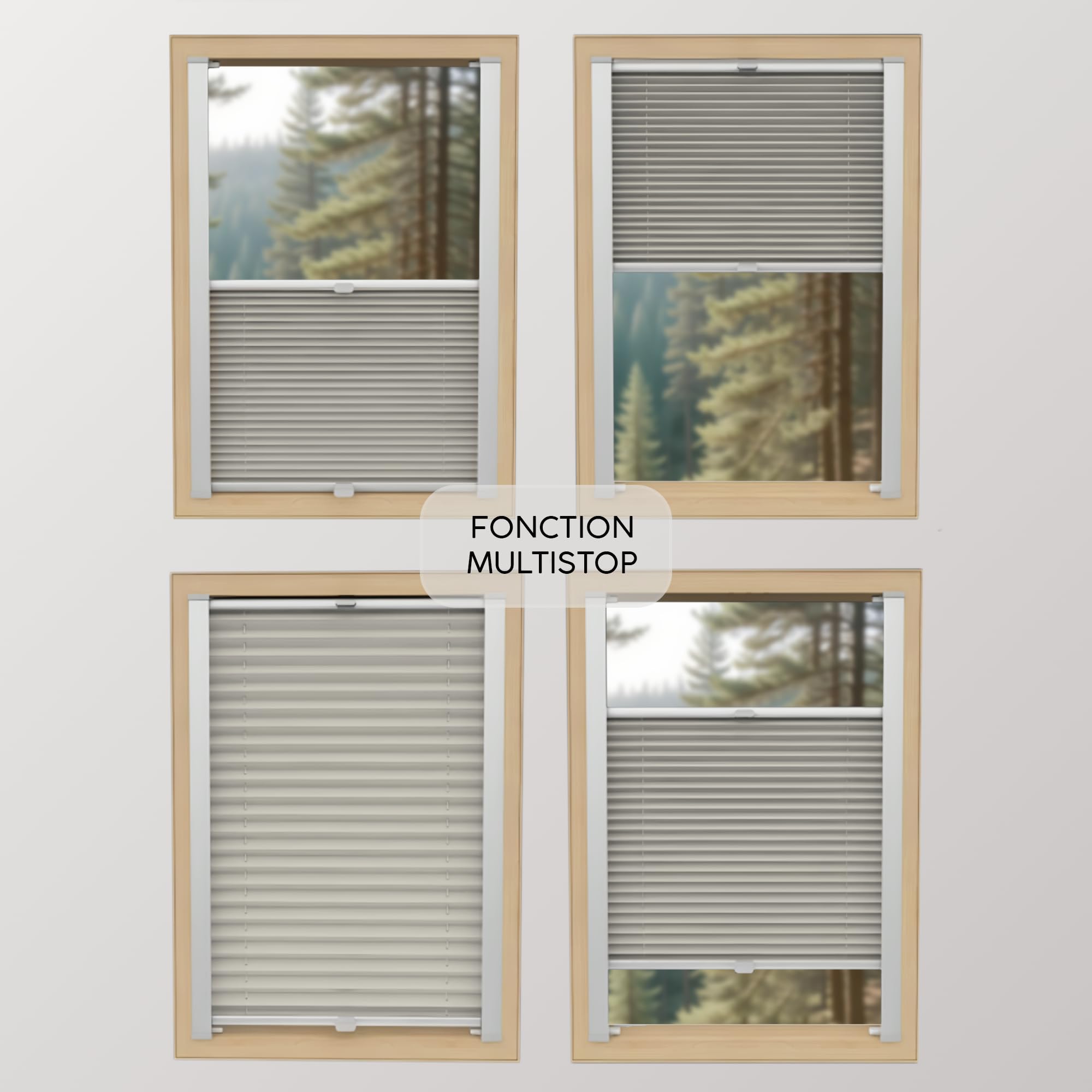 Concept Blinds Store Plissé pour Fenêtre de Toit – Occultation partielle (Blackout) - sur Mesure, 7 Couleurs, Réglable Haut/Bas, Pose Facile avec Perçage – Plissé Personnalisé pour Fenêtre de Toit