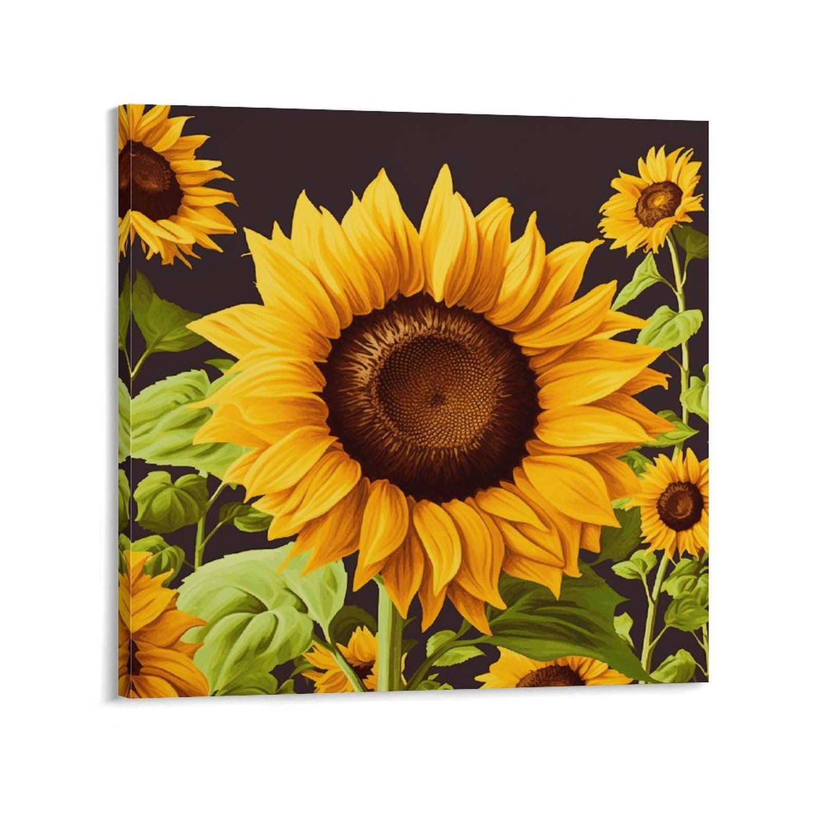 Beautiful Sunflower Canvas Wall Art for Bedroom 20x20inch(50x50cm) Canvas Prints Artwork for Walls Modern Picture Artwork Painting for Living Room Aesthetic Wall Paintings for Bathroom Kitchen Office