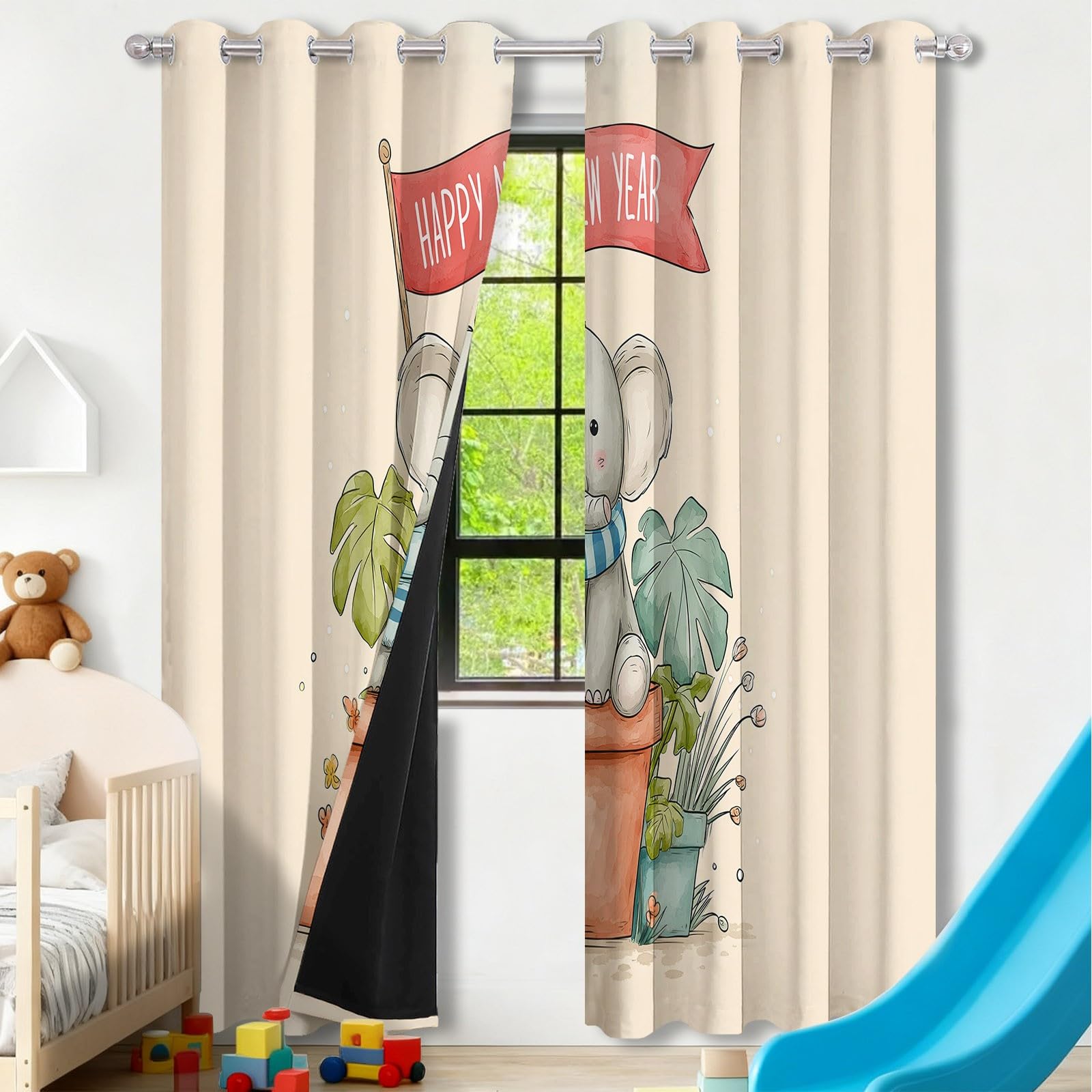 Rideau occultant Enfant 106.5x254cm isolant pour chambre de bébé
