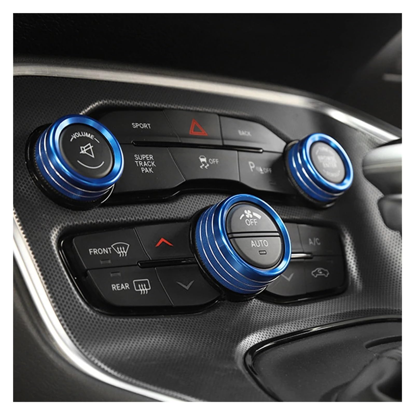 Knob Ring Cover,Fit For Dodge, Challenger 2015-2020 Accessories Charger Decorative ramka przycisku klimatyzacji(Blue)