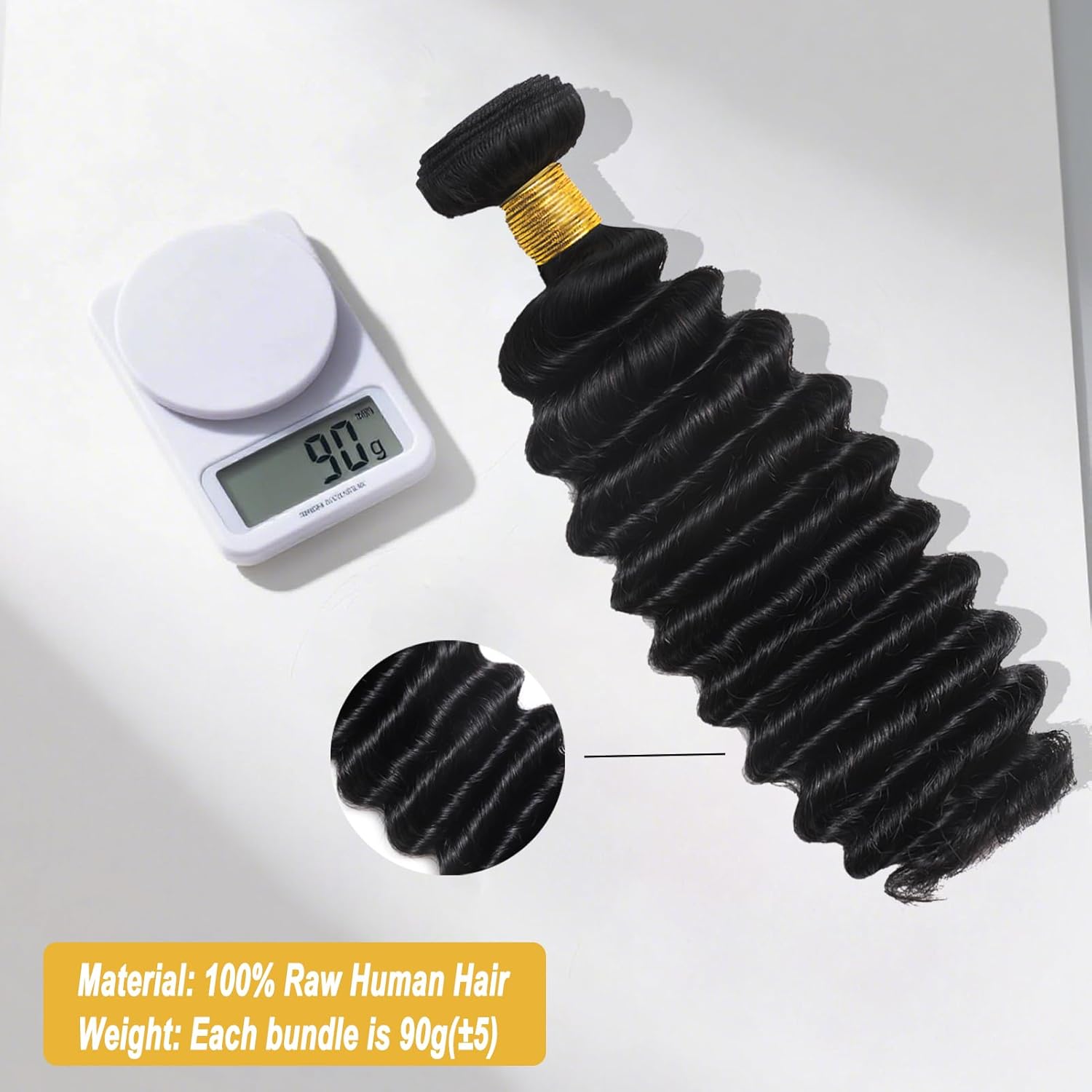 Savasana 12A Human Hair Bundles 10 12 14 Inch 3 Deep Wave Bundles, 100% Unprocessed Brazilian Virgin Human Hair Raw Hair Quick Weave Installation Real Human Hair for Women Natural Black