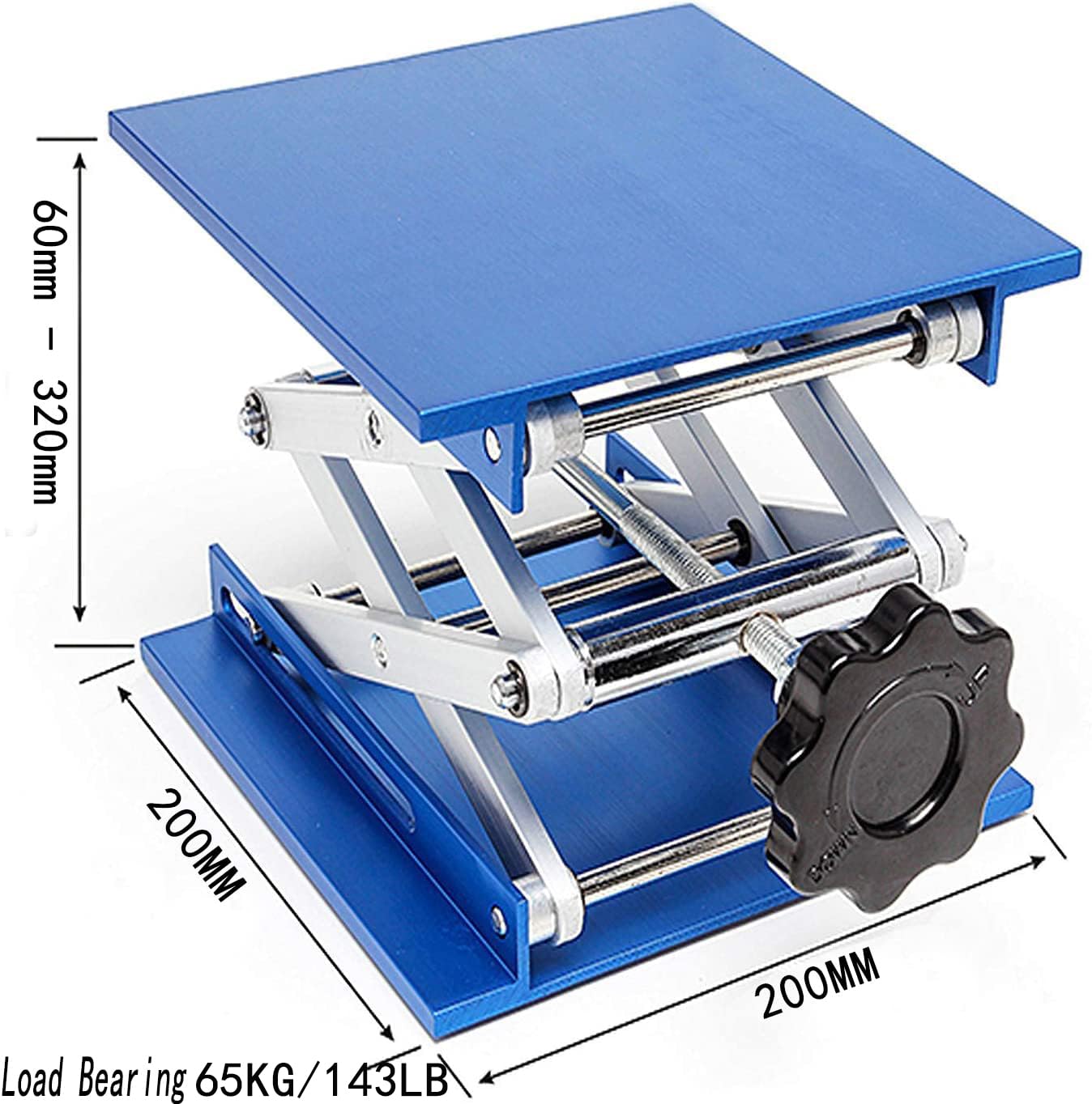 tavolo da laboratorio in ossido di alluminio, utilizzato anche come jack per il sollevamento di router, laser, armadio solito (blu) (200 mm x 200 mm)